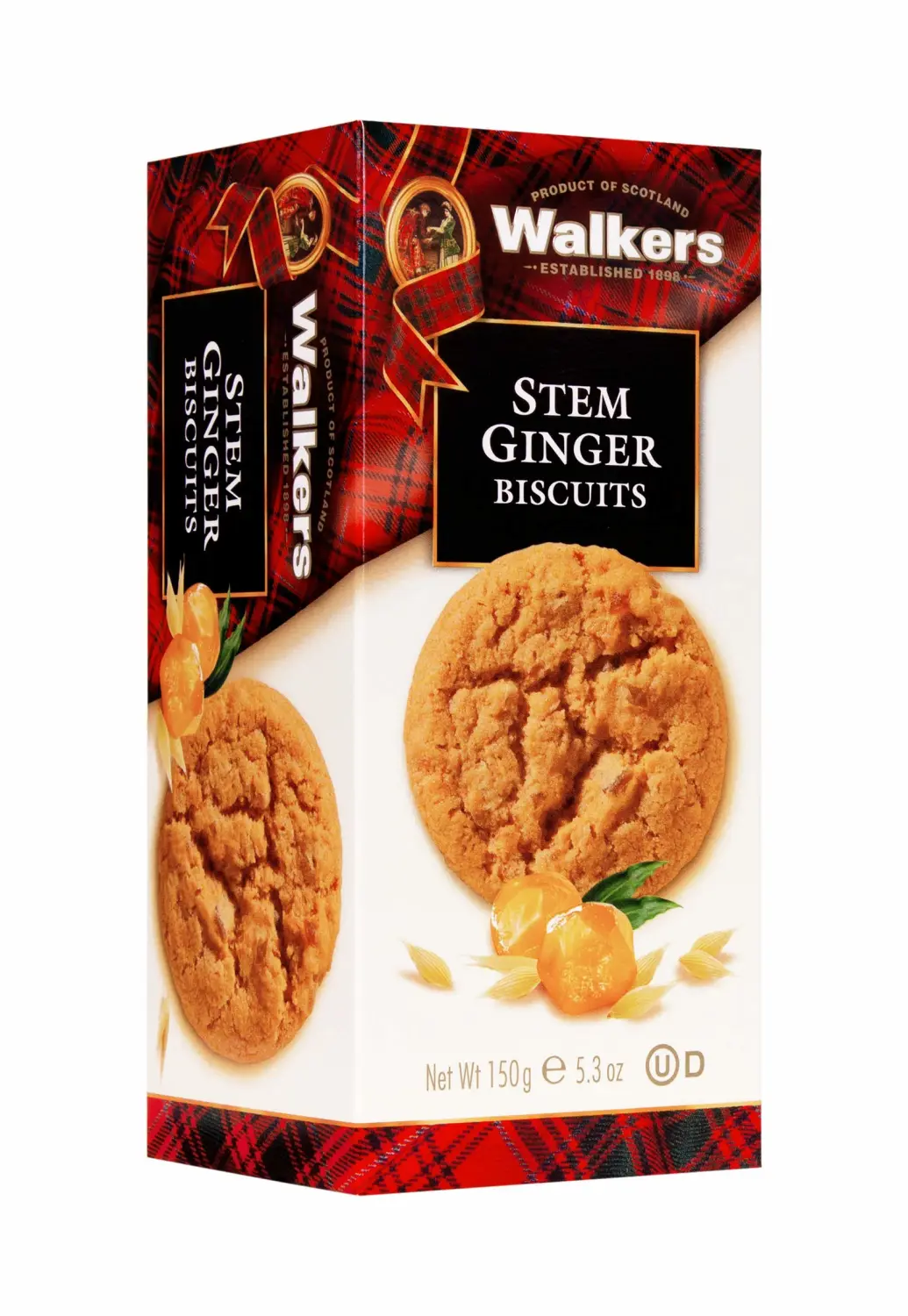Walker's Shortbread Stem Ginger Cookies, Scottish Style Cookies, 5.3 Oz Box