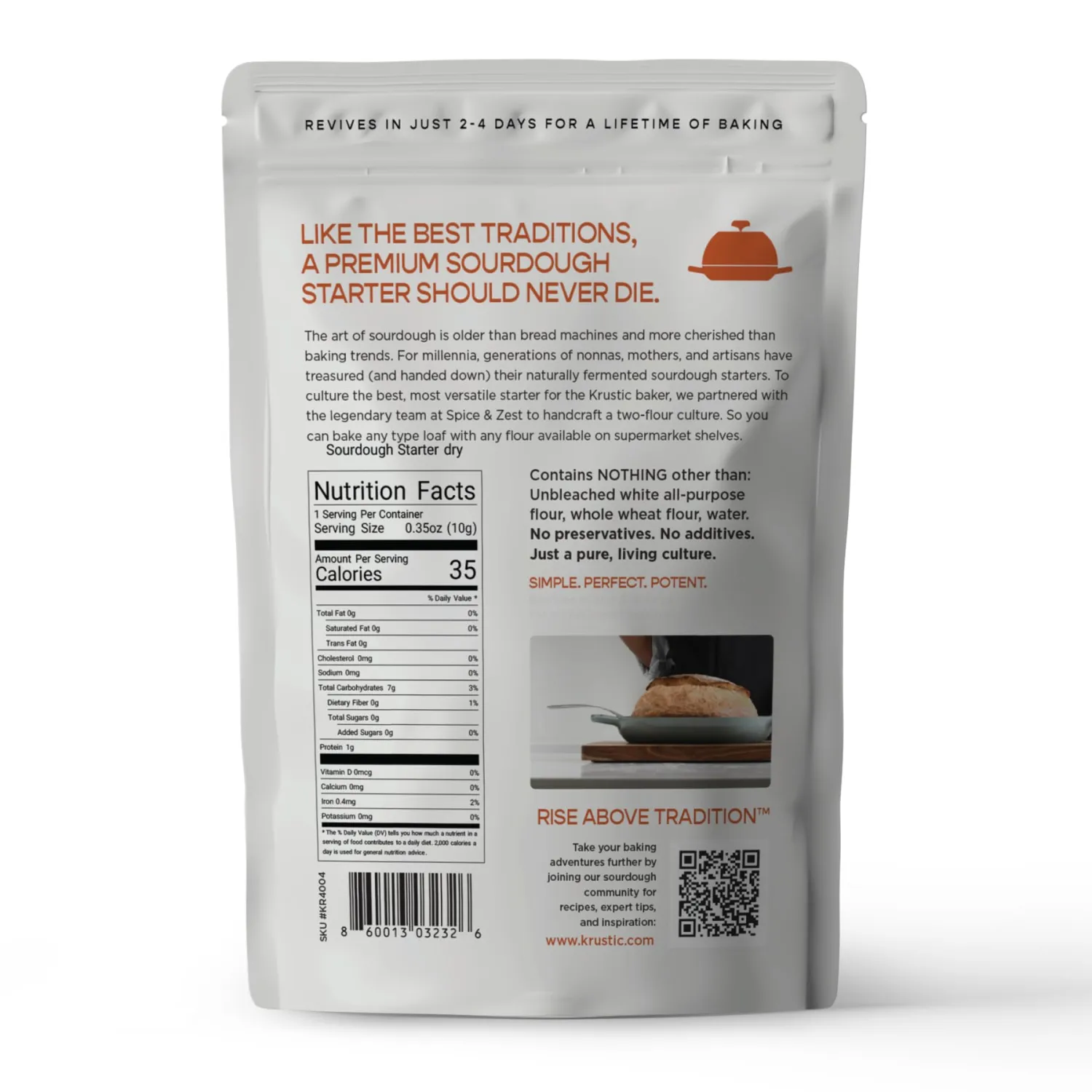Dual-Flour Sourdough Starter Culture – Fast-Activating Dehydrated Chips with Natural Wild Yeast – Made from Organic, Non-GMO Flour – Video & Manual Included – Ideal for Homemade Artisan Bread & Baking Beginners