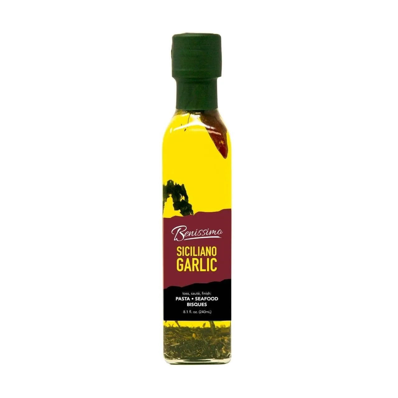 Benissimo Siciliano Herb Infused Oil, All Natural, Farm Fresh Herbs, Sizzle and Drizzle, 8.1 FL Oz
