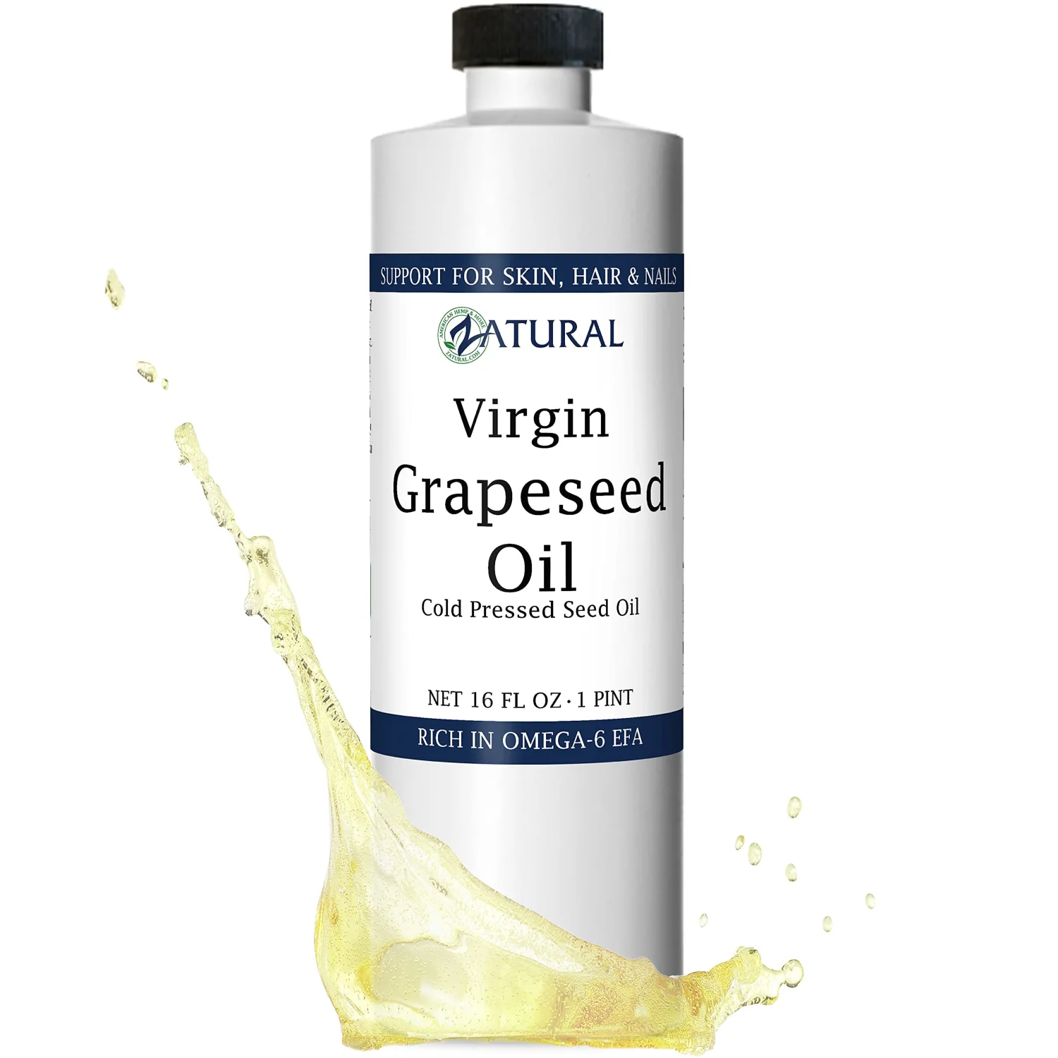 Zatural Grapeseed Oil Organically Grown 100% Pure Cold Pressed Virgin High Tempurature Cooking Oil (16oz)