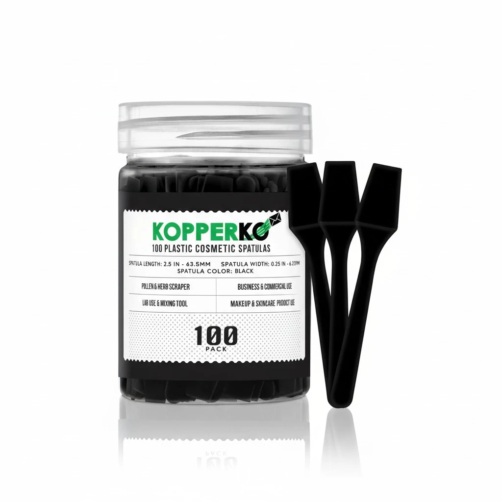 Mini Lotion Spatula (2.5", 100 Pack) - Mini Spatula for Cosmetics, Creams & Crafts | Ointment Applicator for Mixing, Skincare, Face Mask | Disposable Lotion Applicator for Face | Black