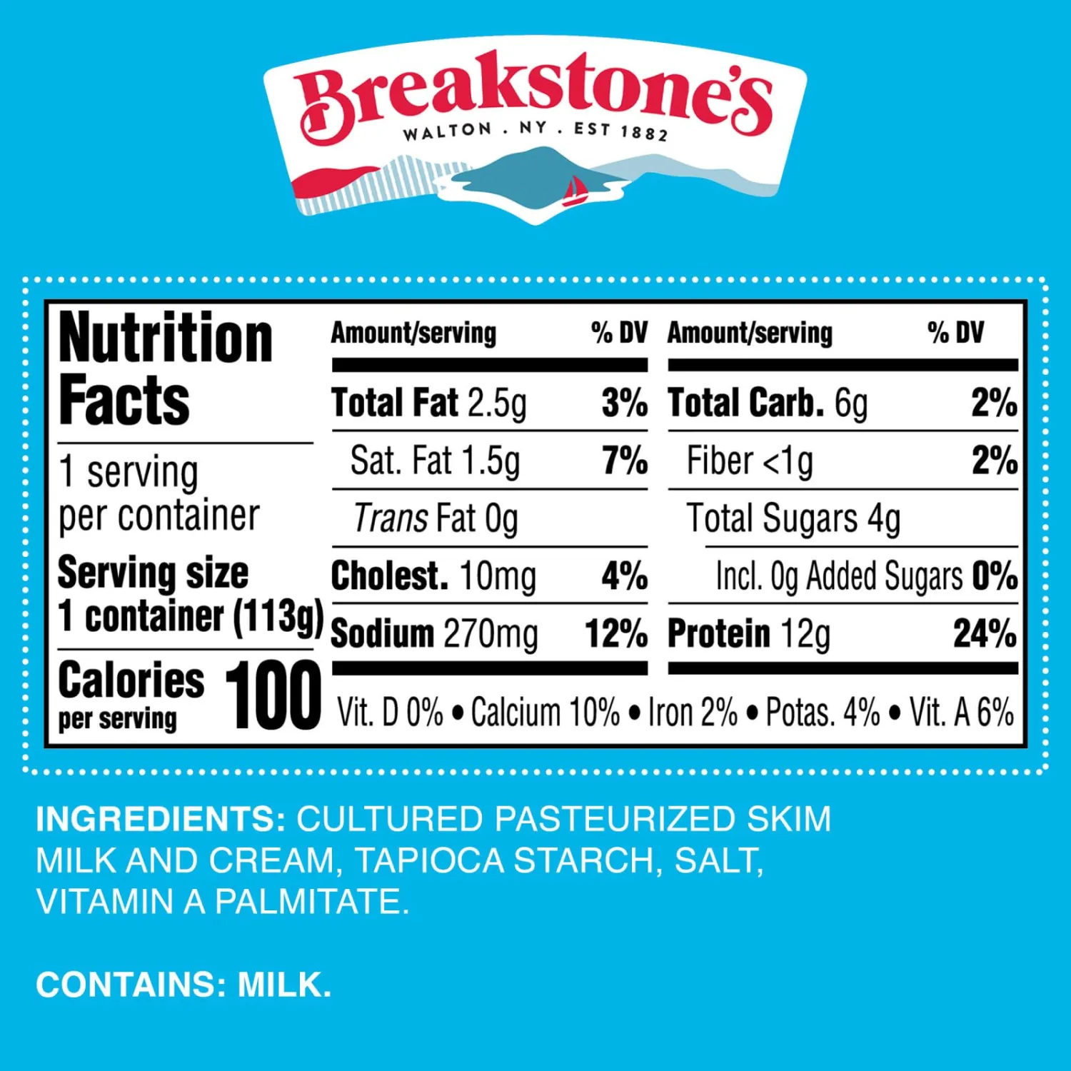 Breakstone's Small Curd 2% Milkfat Min. Cottage Cheese 16 oz. (4-4 oz Cups)