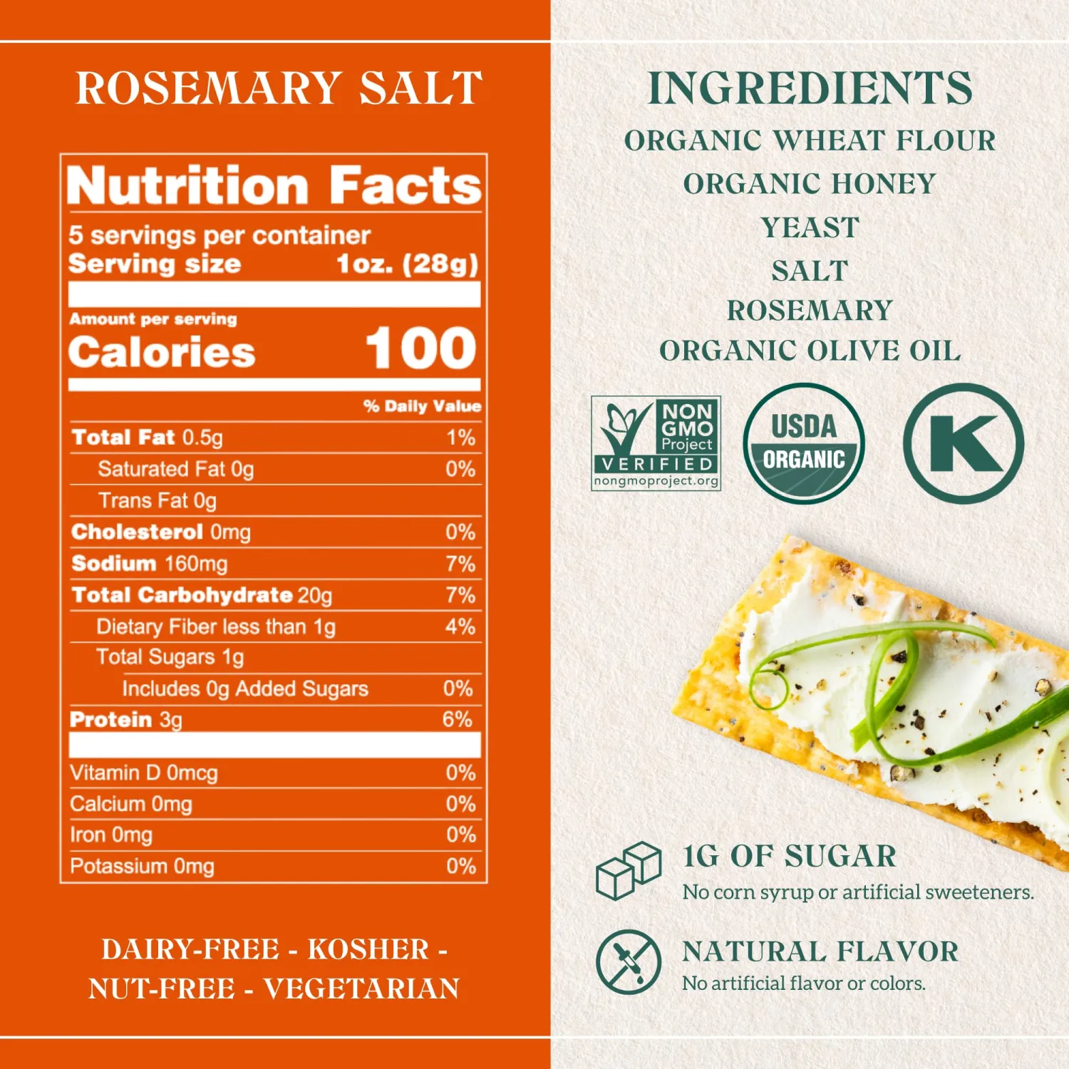 FIREHOOK BAKED CRACKERS Organic Rosemary Sea Salt Crackers, 5.5 OZ