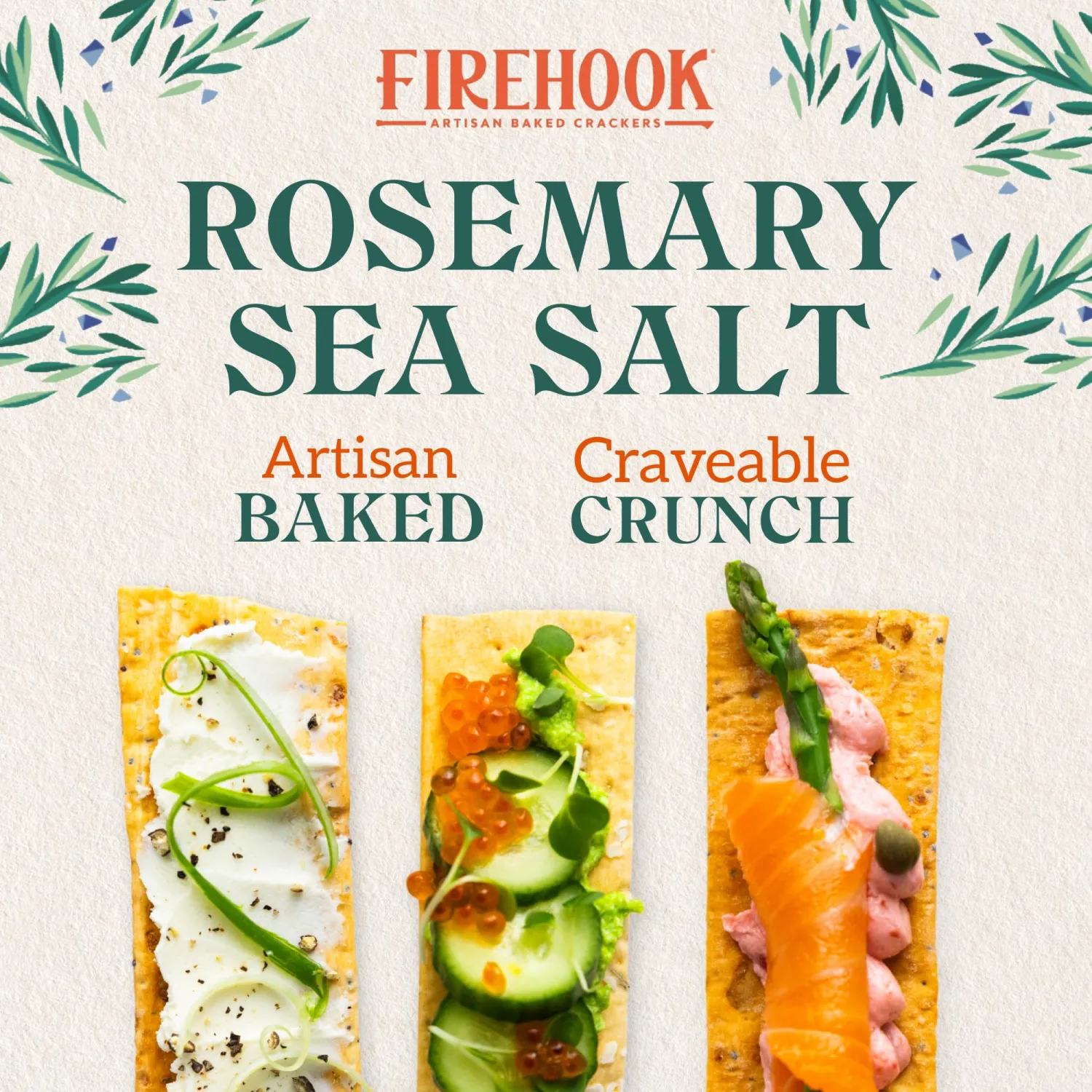 FIREHOOK BAKED CRACKERS Organic Rosemary Sea Salt Crackers, 5.5 OZ