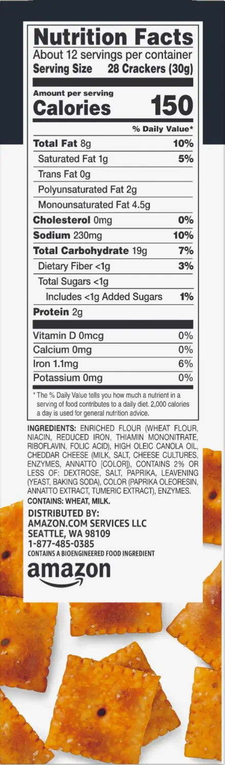 Amazon Brand - Happy Belly Extra Toasty Cheese Cracker, 12.4 ounce (Pack of 1)