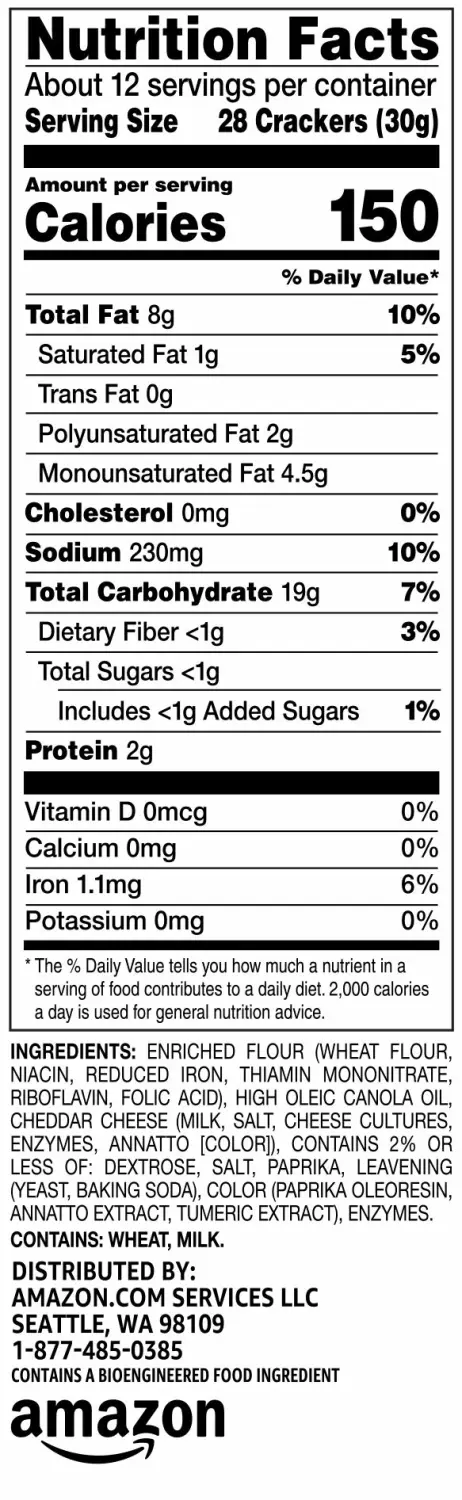 Amazon Brand - Happy Belly Extra Toasty Cheese Cracker, 12.4 ounce (Pack of 1)