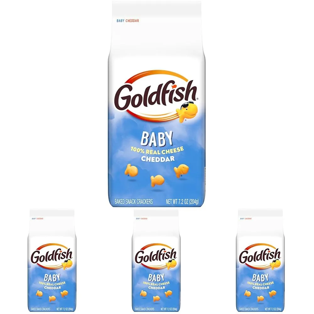 Goldfish Baby Cheddar Crackers, Snack Crackers, 7.2 oz bag (Pack of 4)