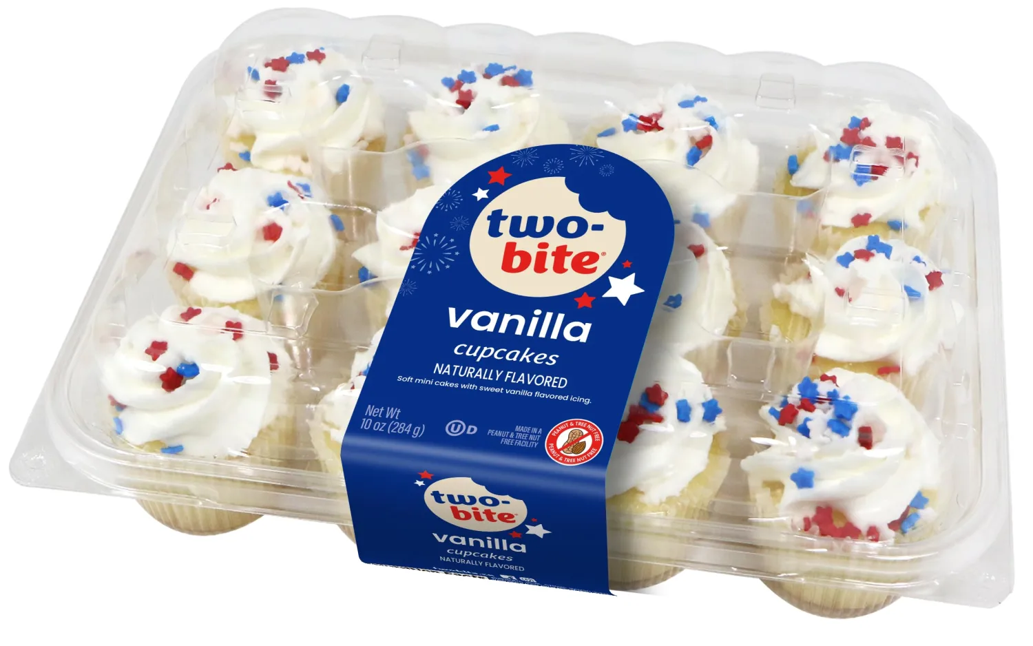 two-bite Patriotic Vanilla Cupcakes, Frozen, 12ct