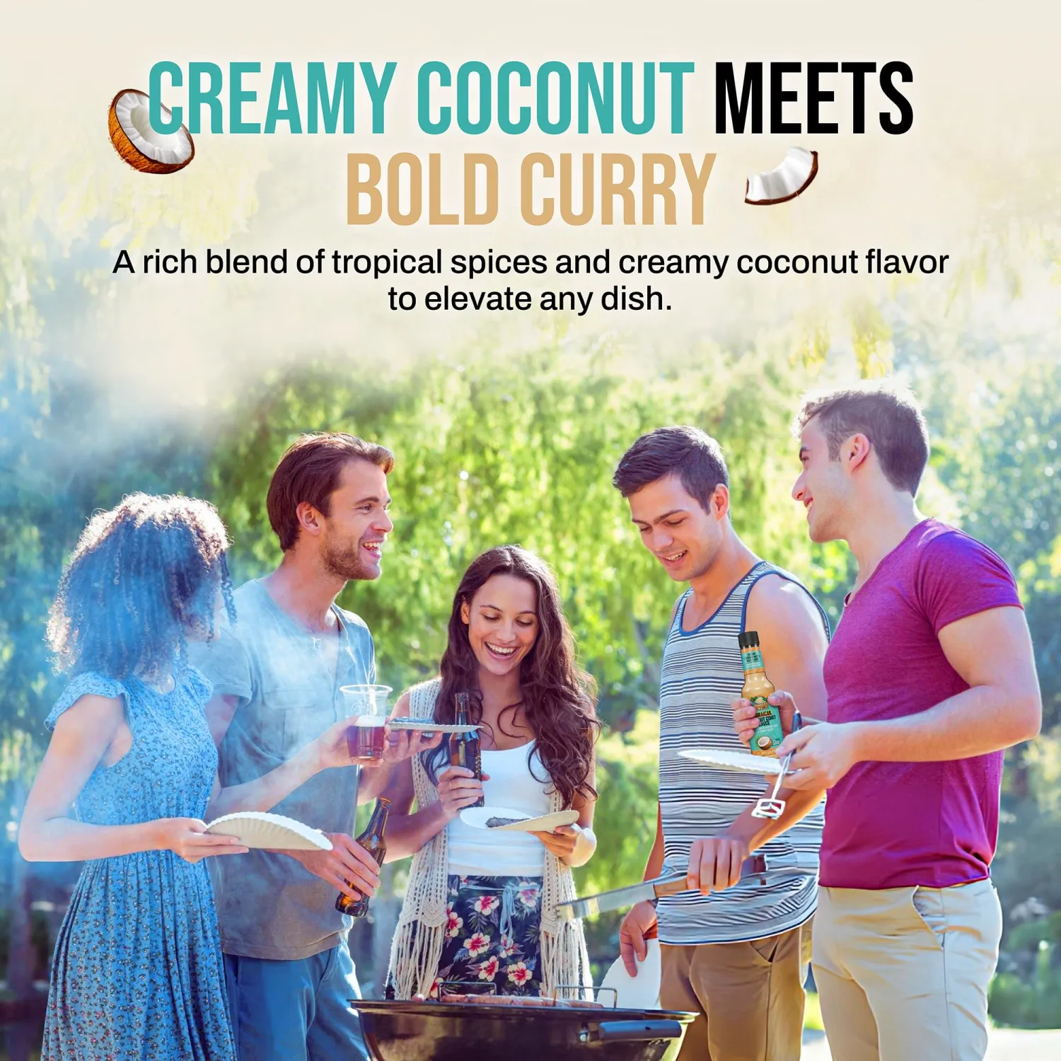 Montego Island Foods Jamaican Coconut Curry Sauce – Creamy Coconut & Bold Curry Flavor with 100% All Natural Ingredients – Perfect for Cooking, Marinating, and Dipping – Island Taste Unlocked