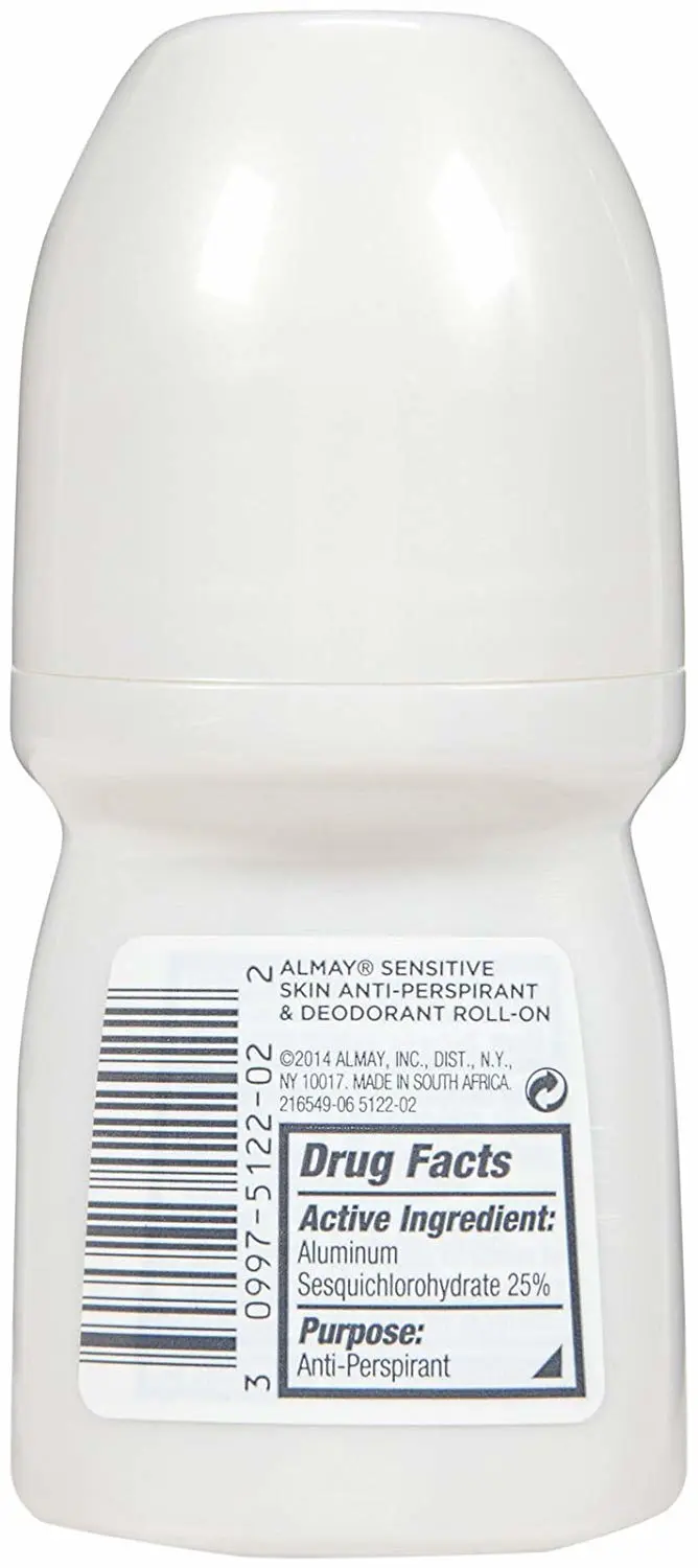 ALMAY Anti-Perspirant & Deodorant Sensitive Skin Roll-On, 1.7 Oz (Pack of 2)