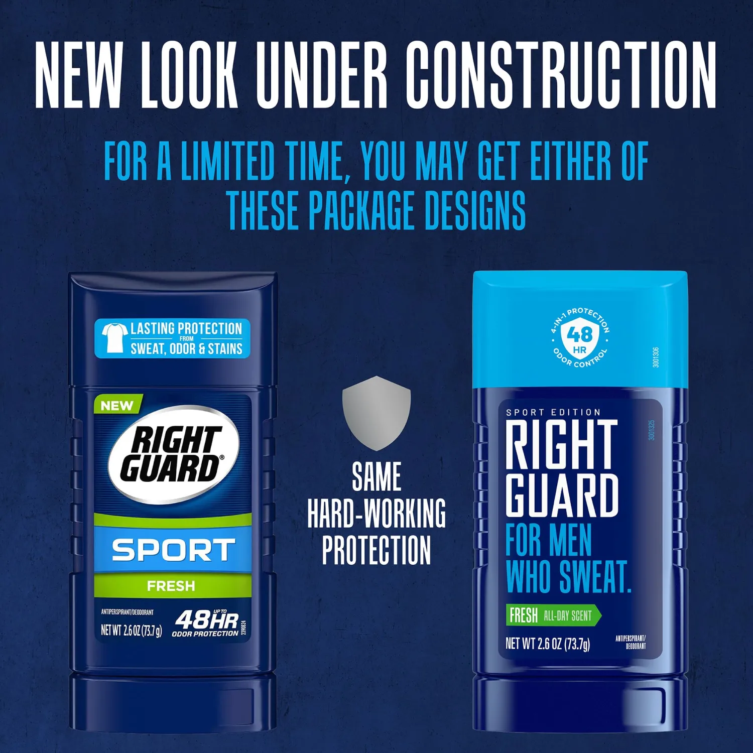 Right Guard Sport Invisible Solid Antiperspirant & Deodorant, 4-in-1 Protection for Men, 48-Hour Odor Control, Fresh Scent, 2.6 oz. (6 count)