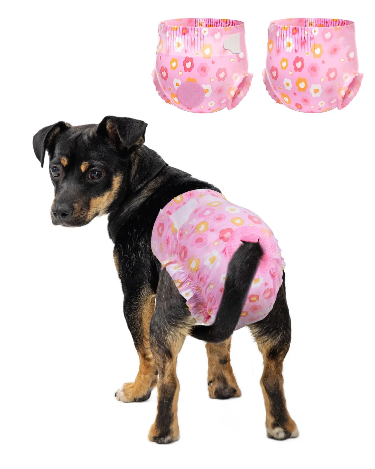 Pet Soft Dog Diapers Female, Disposable Doggie Diapers for Female Dogs, Puppy Diaper with Adjustable Foam Tail Hole(Pink,12XS)