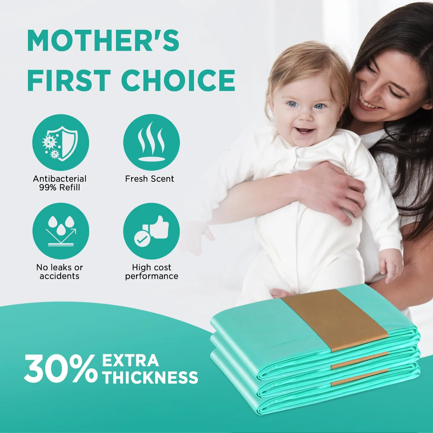 Refills Compatible with DEKOR PLUS Diaper Pails | 3 Pack | Exclusive 30% Extra Thickness | Diaper Pail Refills with Powerful Odor Elimination | Fresh Powder Scent | Holds up to 1740 Diapers
