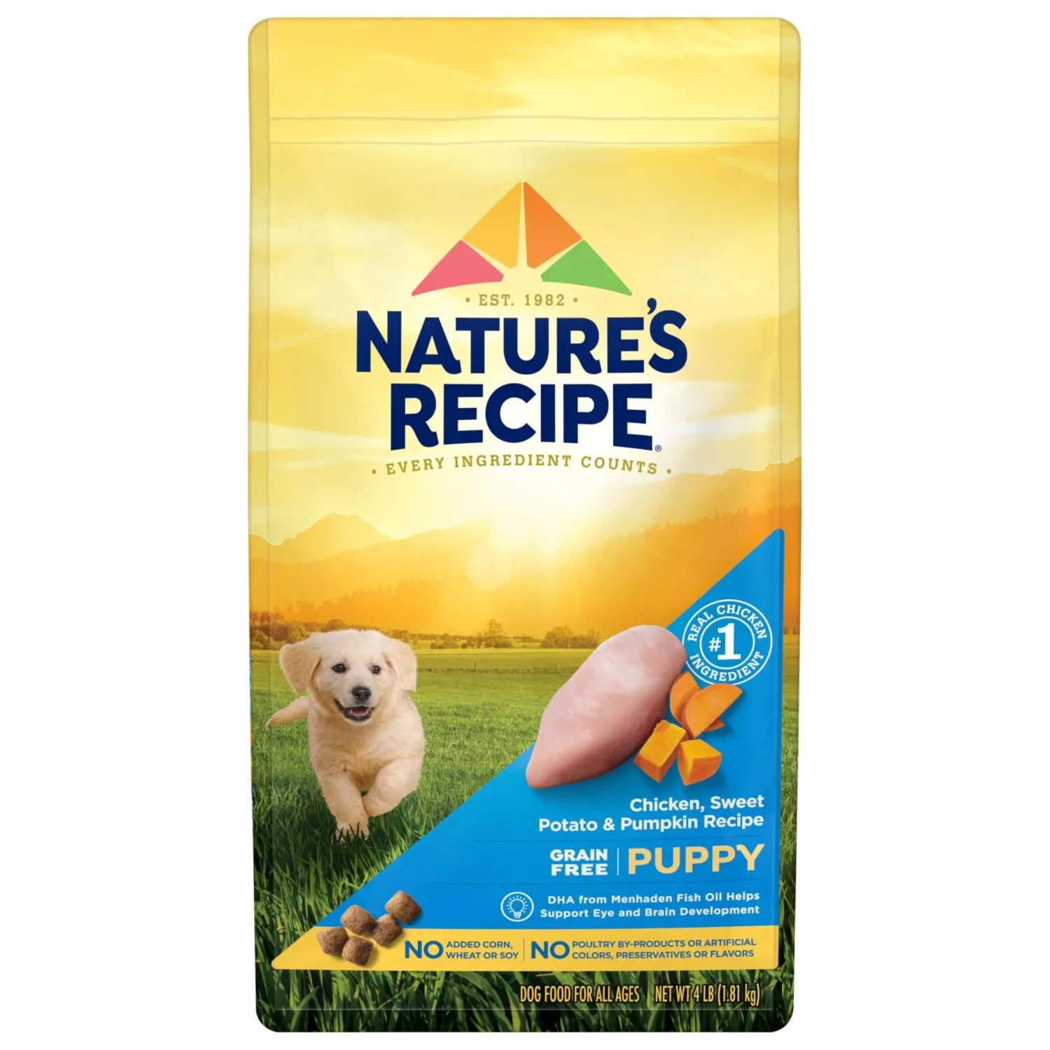 Nature′s Recipe Grain Free Puppy Chicken, Sweet Potato & Pumpkin Recipe Dry Dog Food, 4 lb. Bag