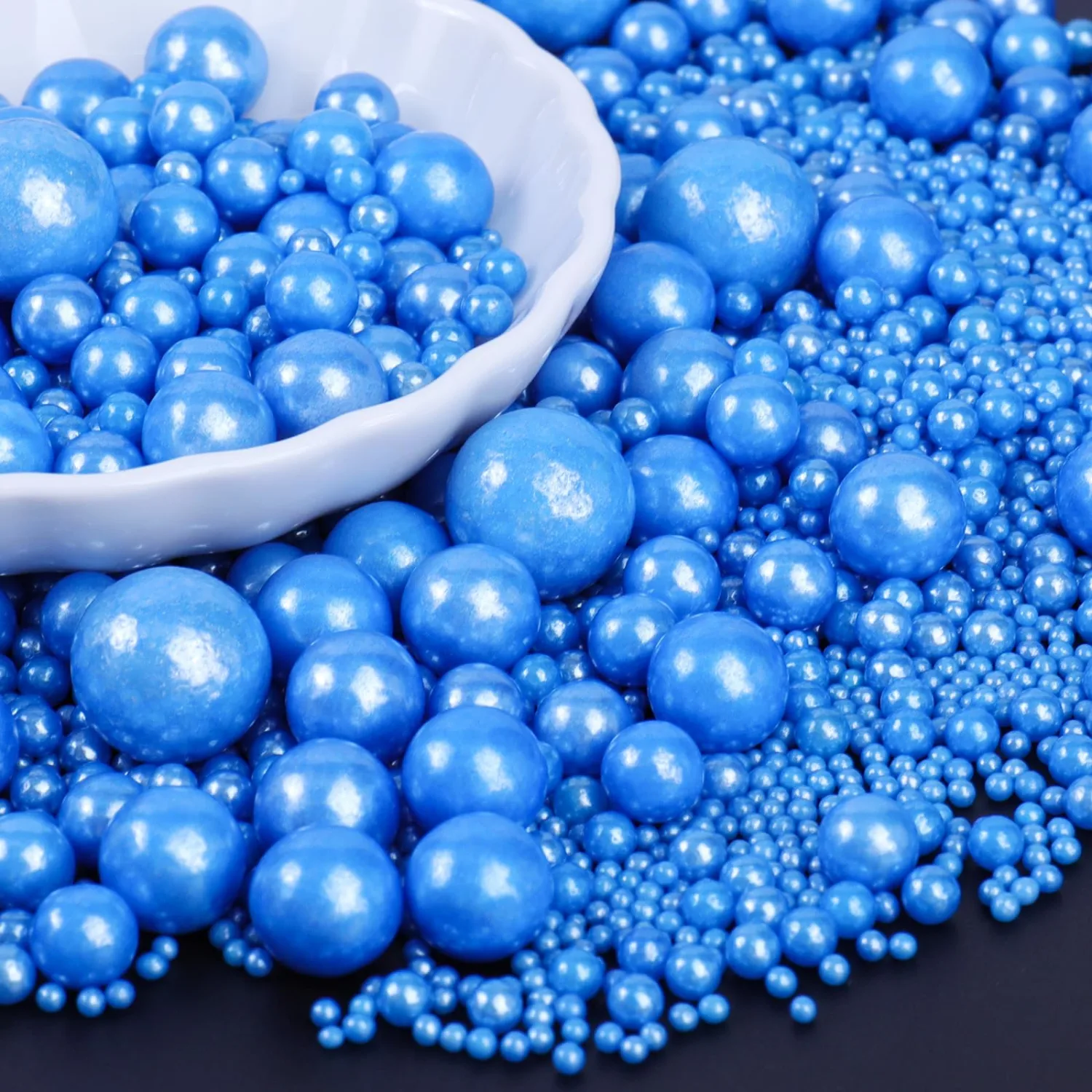 Blue Sprinkles for Cake Decorating, Royal Blue Pearl Sugars in Mix Sizes 130g/4.6oz, Baking Cupcakes, Donuts, Macarons Baking Toppings, Wedding Celebration Birthday Party Supplies