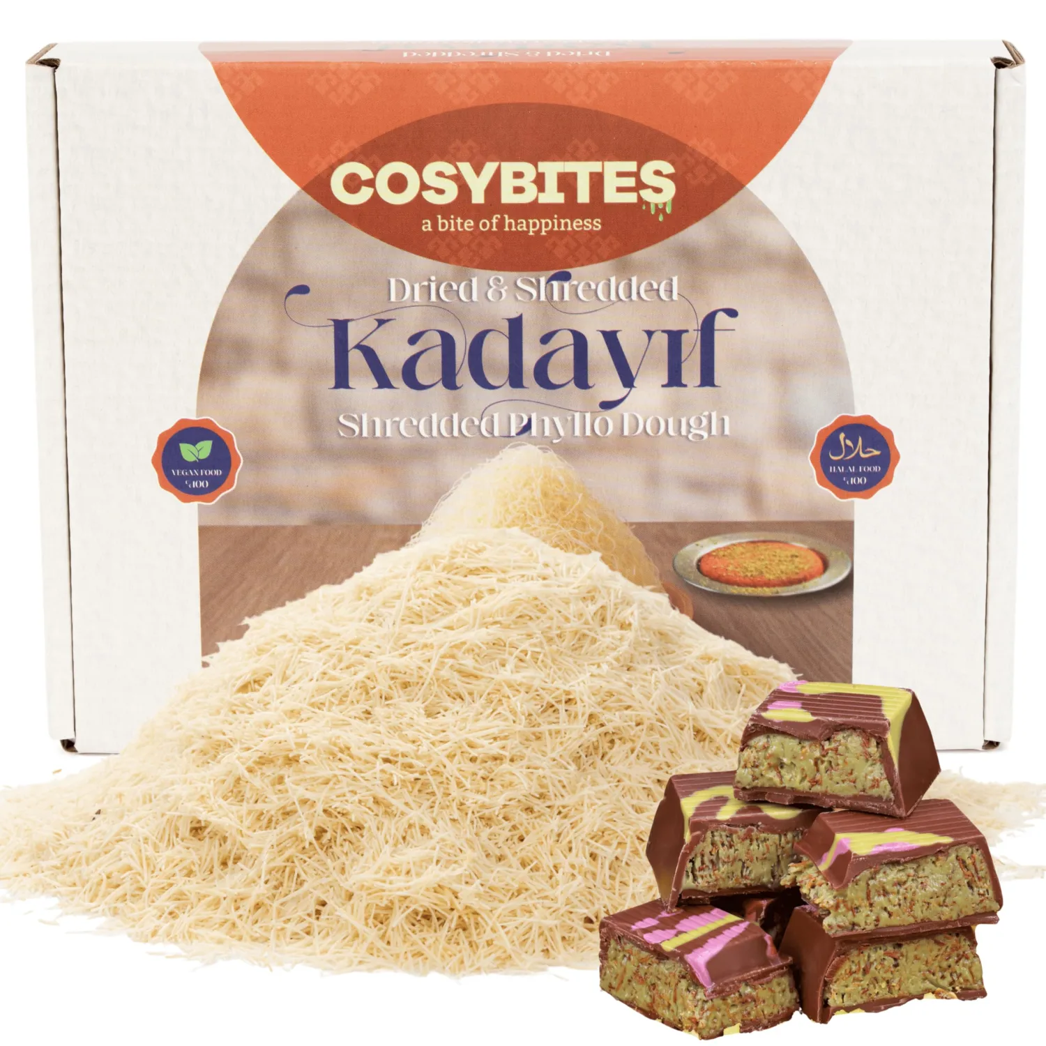 Kataifi Shredded Fillo Dough for Dubai Chocolate Bar, Knafeh Dessert Dough, Authentic Kadayif, Shredded Phyllo Pastry, Kunafa, Kunefe, Kadaifi, Kadafi 3.5oz (100g)