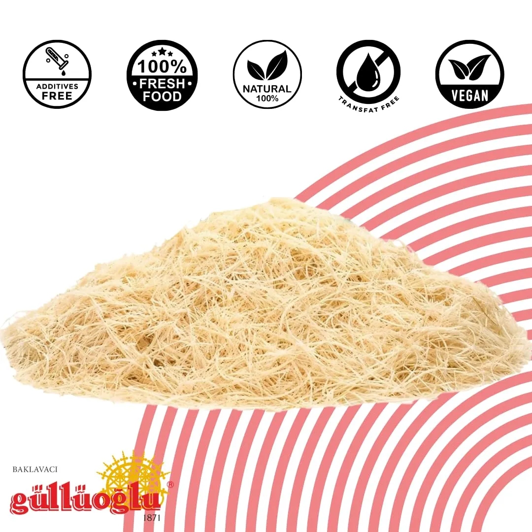 Gulluoglu Dried & Shredded Kataifi - 150g - 0.33lb Kadayif Chopped Fillo Dough, Shredded Phyllo, Kadayif Pastry Dough, Knafeh, Kunafa, Katifi, Kadayif Ingredient for Dubai Chocolate Bar