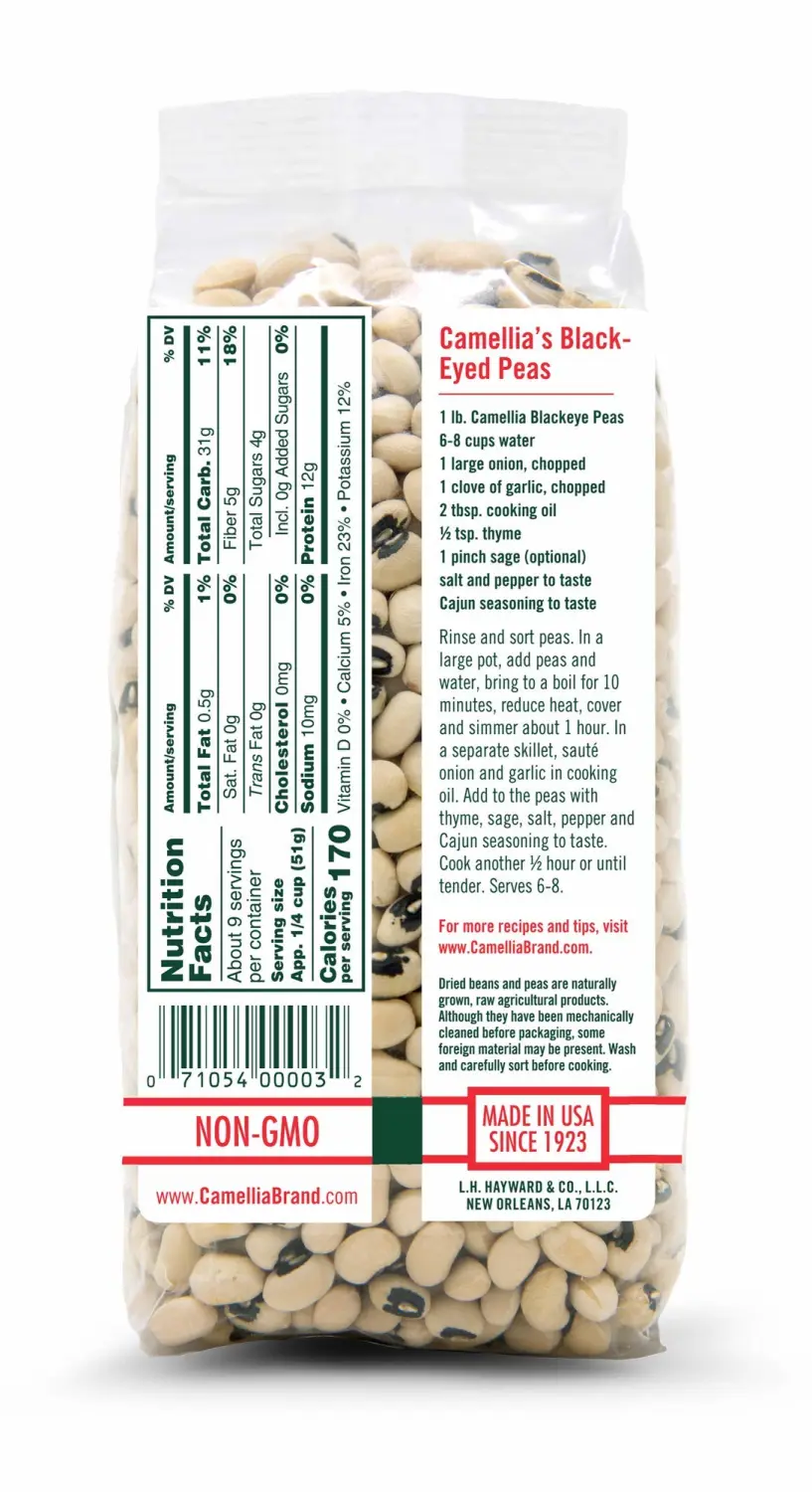 Camellia Brand Dried Black Eye Peas, 1 Pound (Pack of 2)