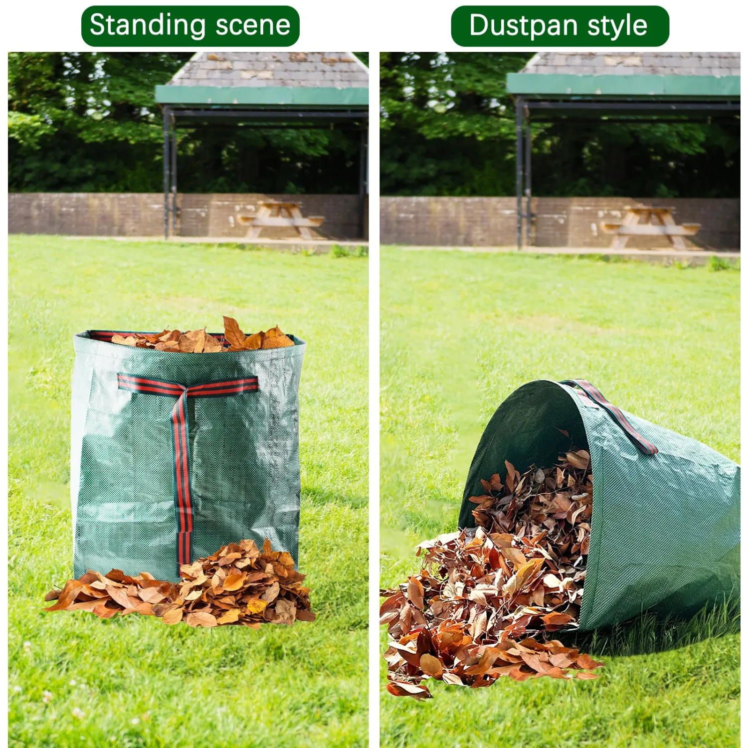 2 Pack Reusable Garden Waste Bag 40 Gallons Heavy Duty Garden Bags Dustpan-Type Leaf Collector Collapsible Garden Waste Bags for Grass Clippings Yard