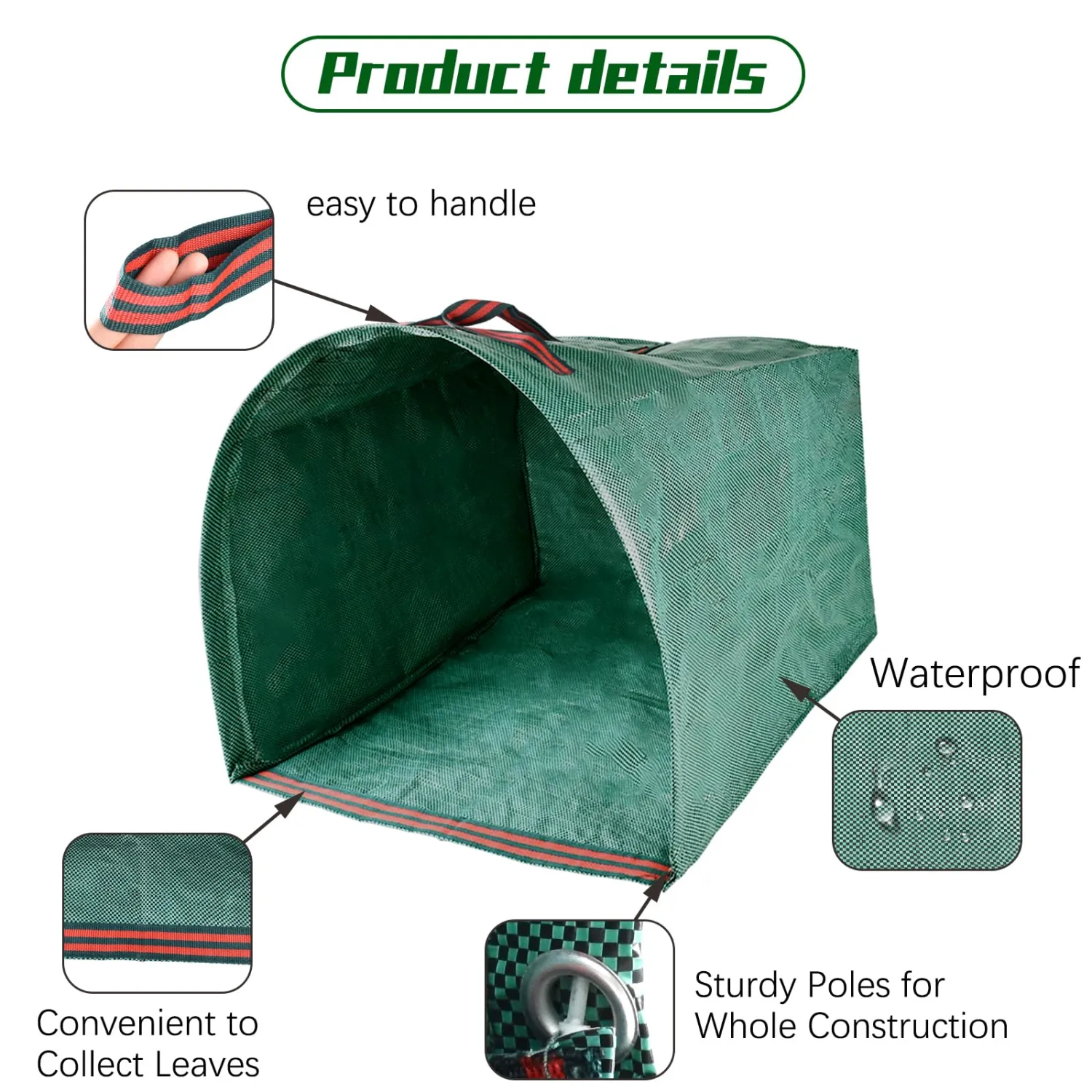 2 Pack Reusable Garden Waste Bag 40 Gallons Heavy Duty Garden Bags Dustpan-Type Leaf Collector Collapsible Garden Waste Bags for Grass Clippings Yard