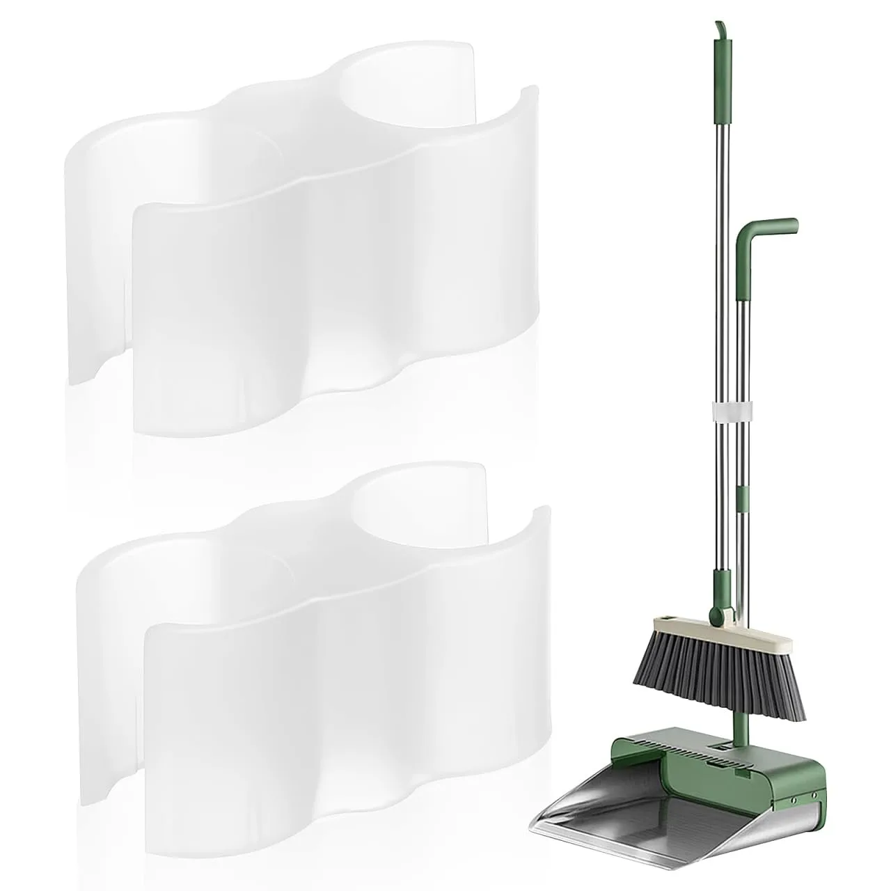 2pcs Double Port Pipe Spring Grip Clip: Clamp Connection Holder for Broom Pipe - Dustpan-Broom Coupling Clip Attachment Hook, 1.7 X 0.8 X 0.8 Inch