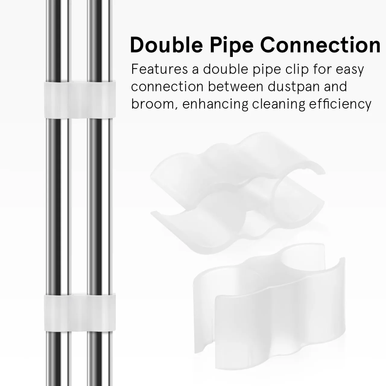 2pcs Double Port Pipe Spring Grip Clip: Clamp Connection Holder for Broom Pipe - Dustpan-Broom Coupling Clip Attachment Hook, 1.7 X 0.8 X 0.8 Inch