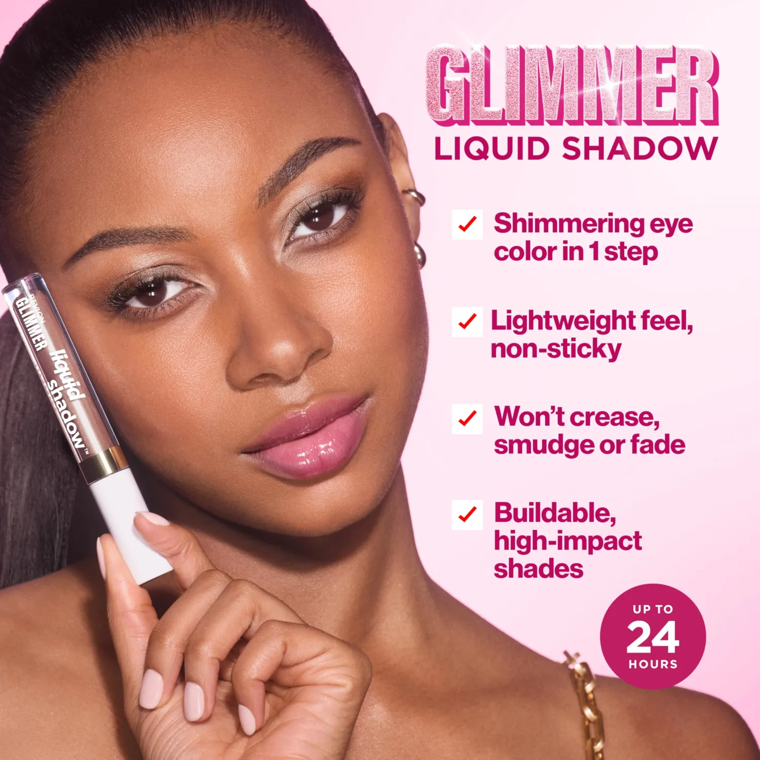 REVLON Glimmer Liquid Shadow, Smudge-Proof Shimmer Eyeshadow Makeup, Long Lasting, High Pigment, 206 UFGlo