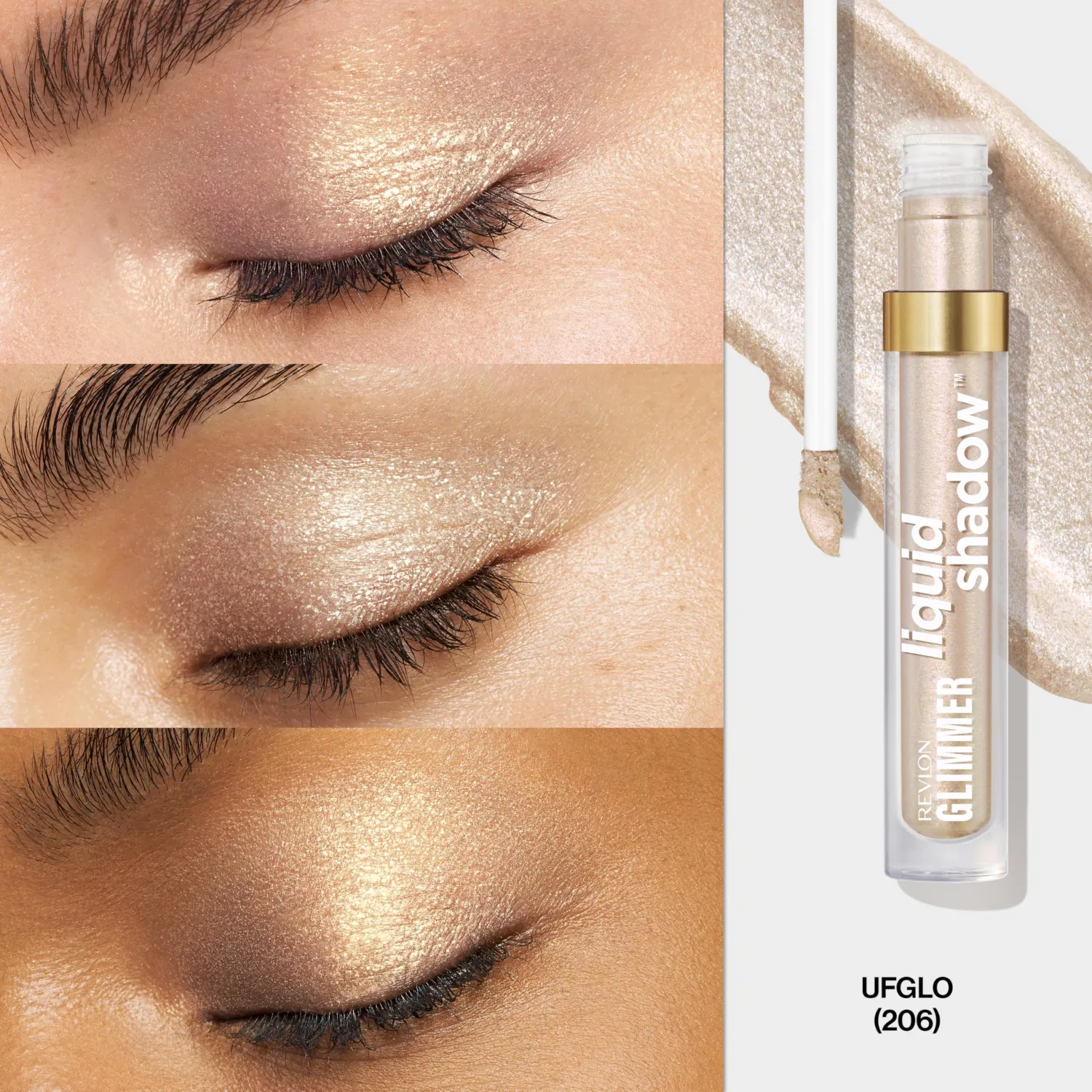 REVLON Glimmer Liquid Shadow, Smudge-Proof Shimmer Eyeshadow Makeup, Long Lasting, High Pigment, 206 UFGlo