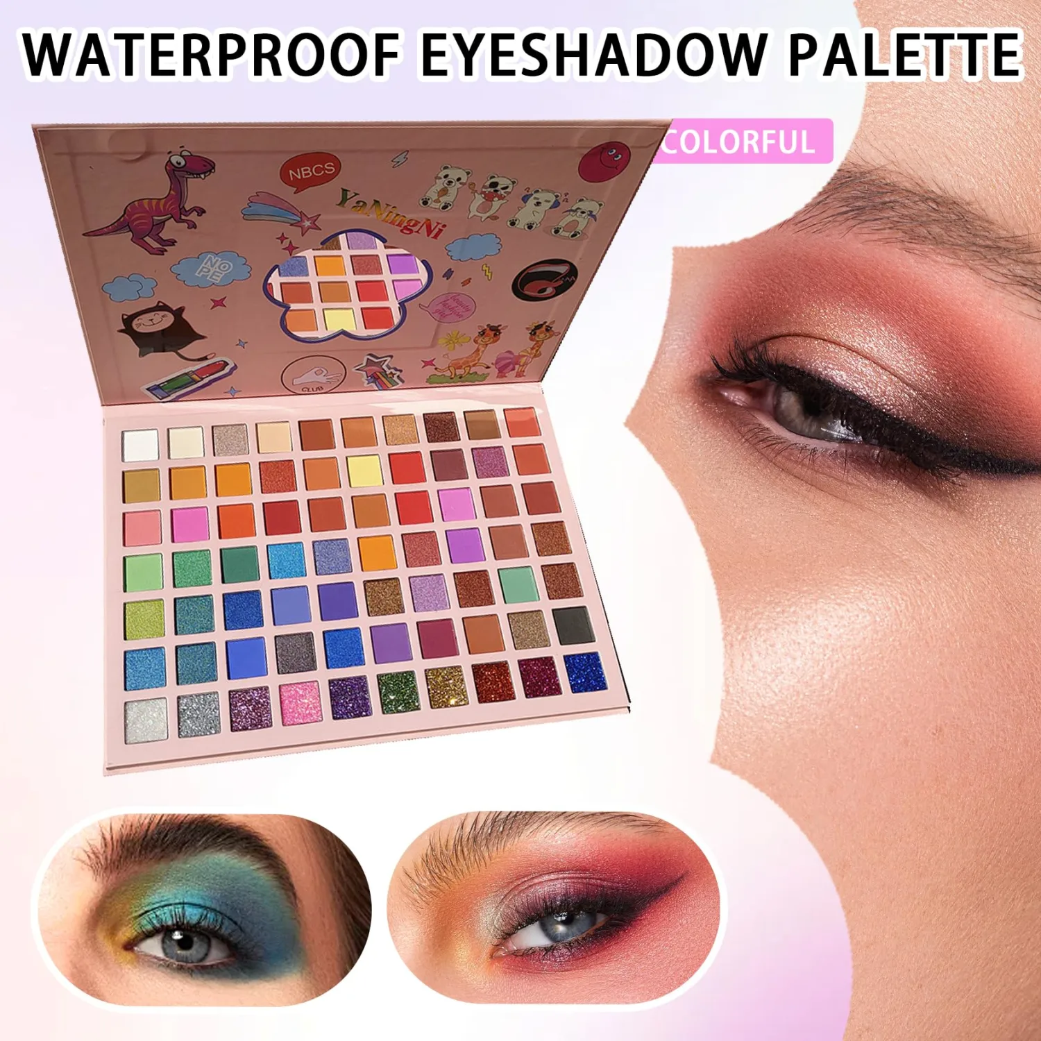 70 Colors Eyeshadow Palette,Matte Glitter Eyeshadow Makeup Palette with Eyeshadow Brush,Highly Pigmented Colorful Shimmer Eye Shadow Palette Makeup Kit for Women B