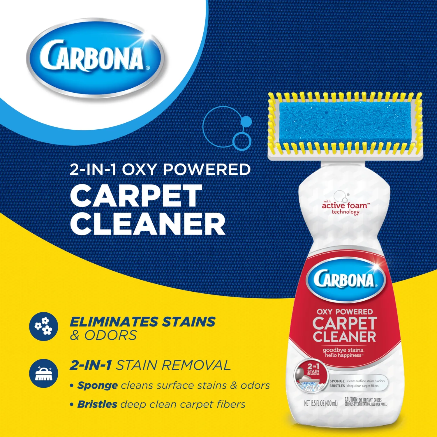 Carbona Carpet Cleaner with Brush | Oxy-Powered Foam for Spot Stain Removal | 13.5 Fl Oz