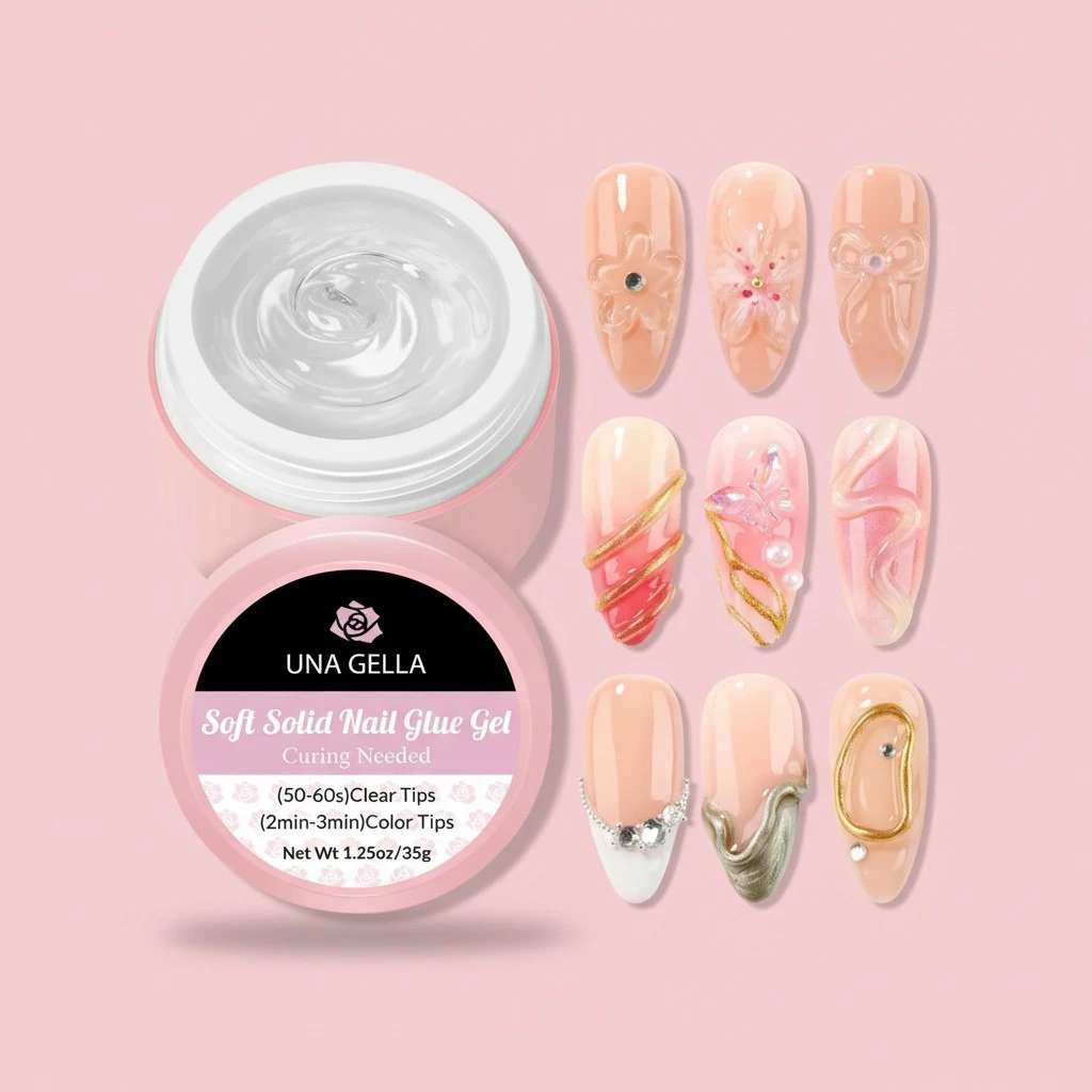 UNA GELLA Builder Gel for Nails 35ml 3D Molding Nail Art Sculpting Gel for Nail Non-Sticky Hard Gel Solid Nail Glue U V/LED Nail Lamp Required 1pc for Nail Extension Salon DIY