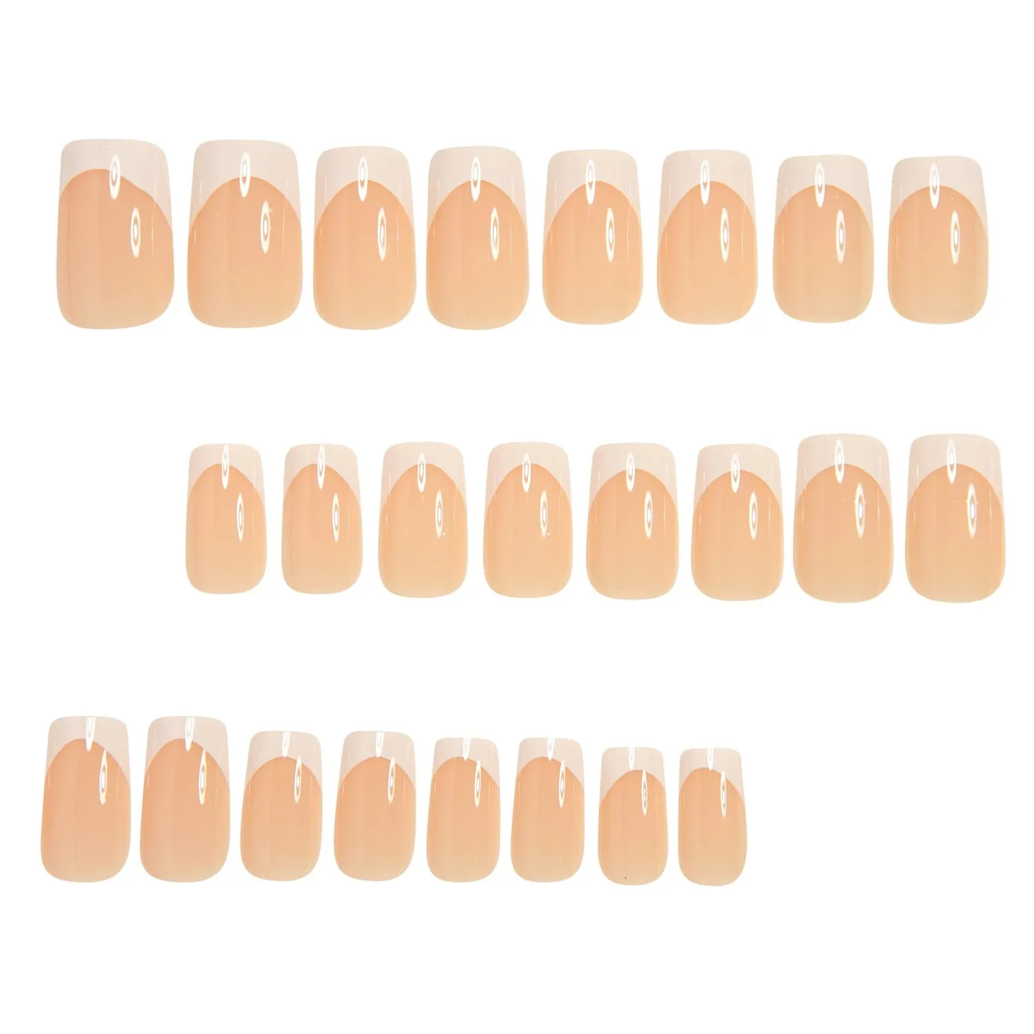 White French Tip Press on Nails Medium Square Fake Nails Nude French Glitter False Nails Acrylic Full Cover Glossy Glue on Nails Artificial Nails Stick Nails for Women Manicure 24PCS