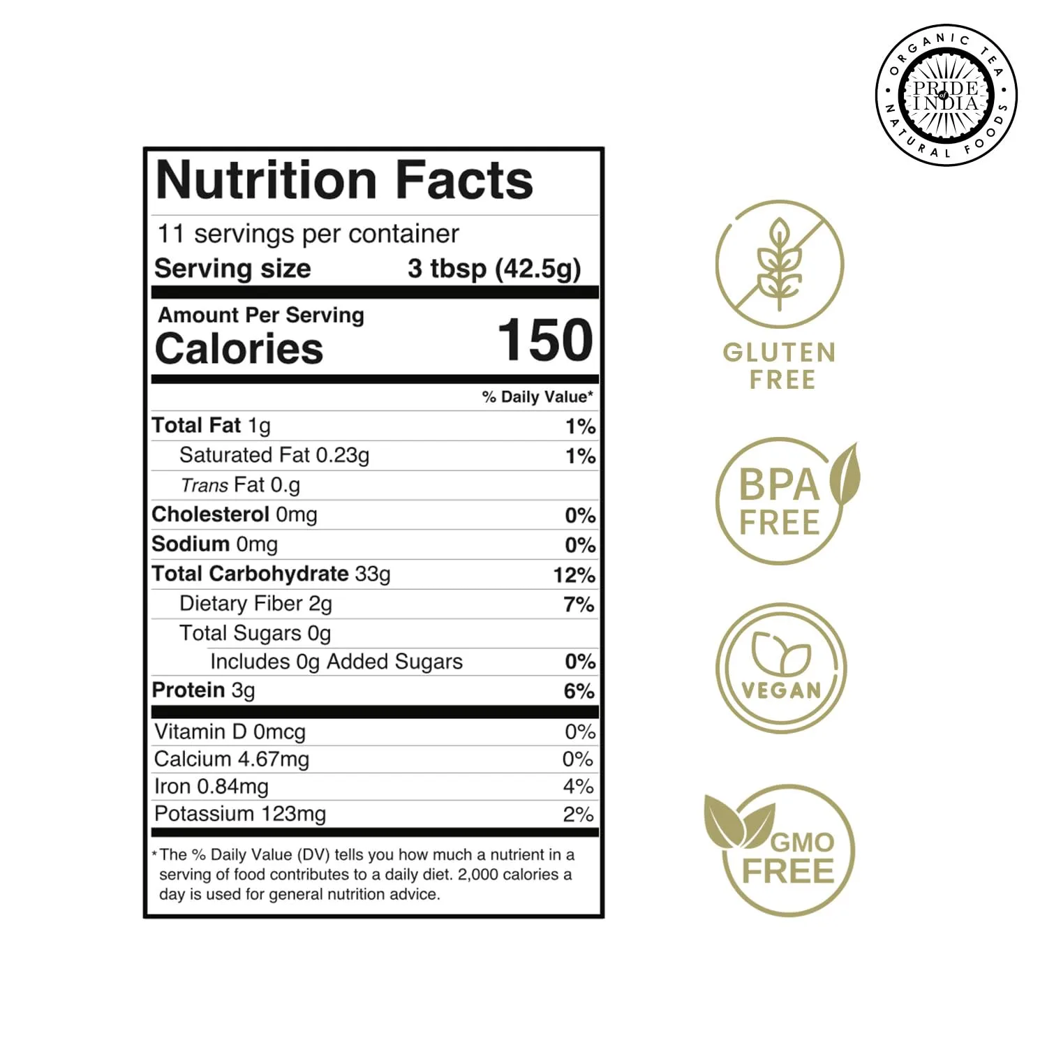 Pride of India- Brown Rice Flour 1 lbs (454 gm) Slightly Nutty Earthy Taste Milled in Small Batches | Ideal for Cakes Soups Noodles Dumplings Pastries Fritters | Vegan, Gluten-Free