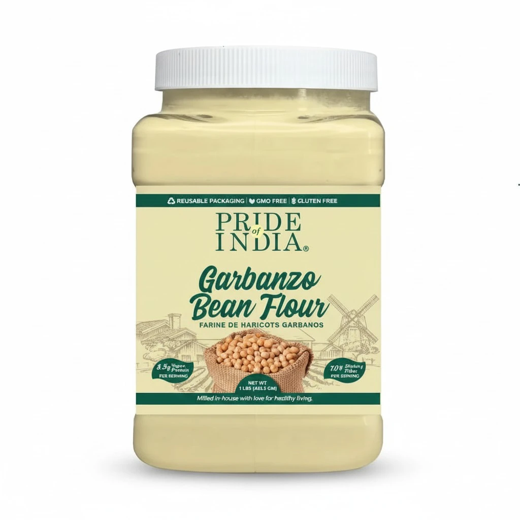 Pride of India- Garbanzo Bean Flour 1 lbs (454 gm) Earthy Nutty Slightly Sweet Taste Freshly Milled in Small Batches | Used for Baking Cooking Coating Thickening |Vegan, Gluten-Free