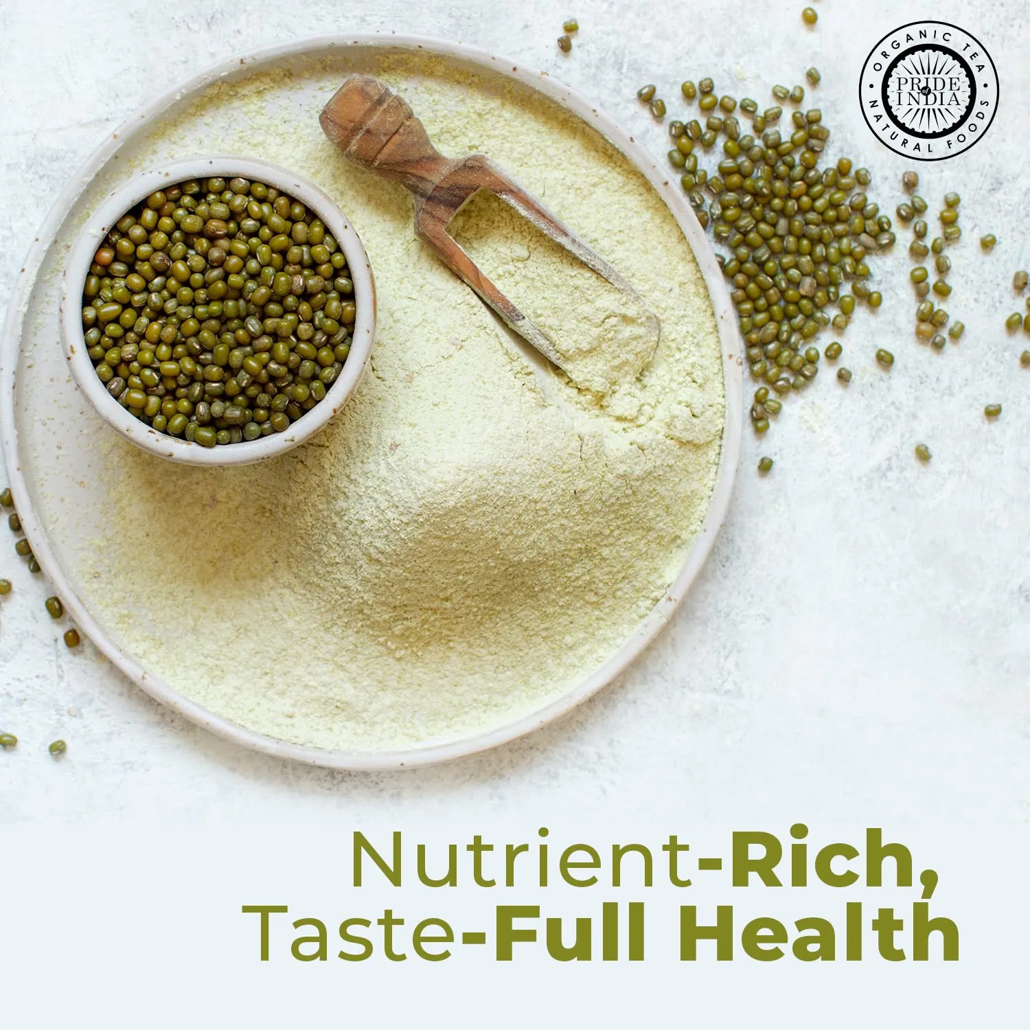 Pride of India- Mung Bean Flour 1 lbs (454 gm) Nutty Slightly Sweet Earthy Taste Freshly Milled in Small Batches | Used for Cooking Baking Binding Agent | Vegan, Gluten-Free