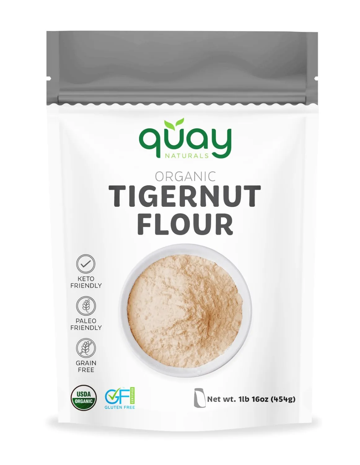 Quay Naturals Organic Tigernut Flour, 1lb, Gluten Free, Grain Free, Nut Free Flour - Paleo Friendly - Non GMO