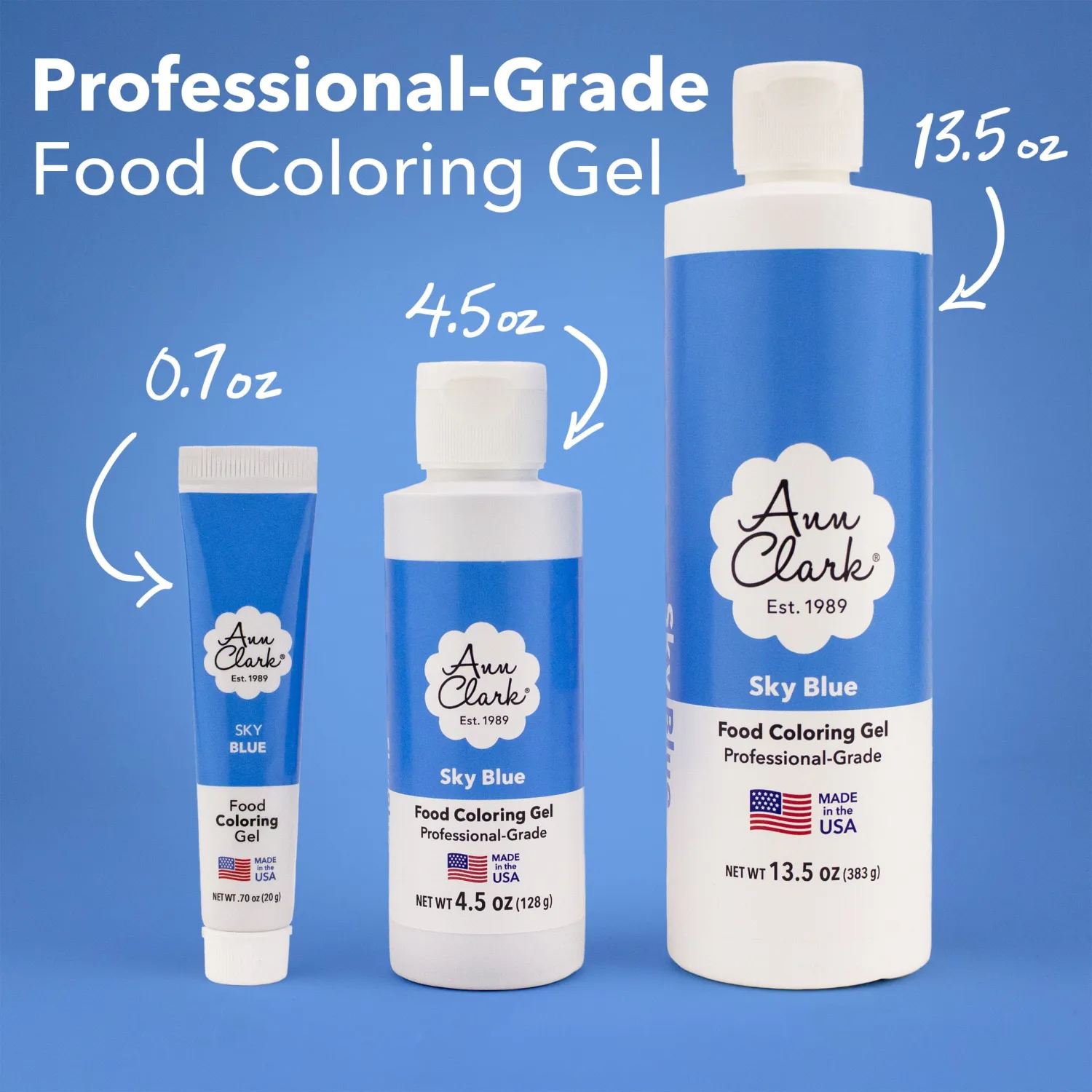 Ann Clark Sky Blue Food Coloring Gel .70 oz. Professional Grade Made in USA