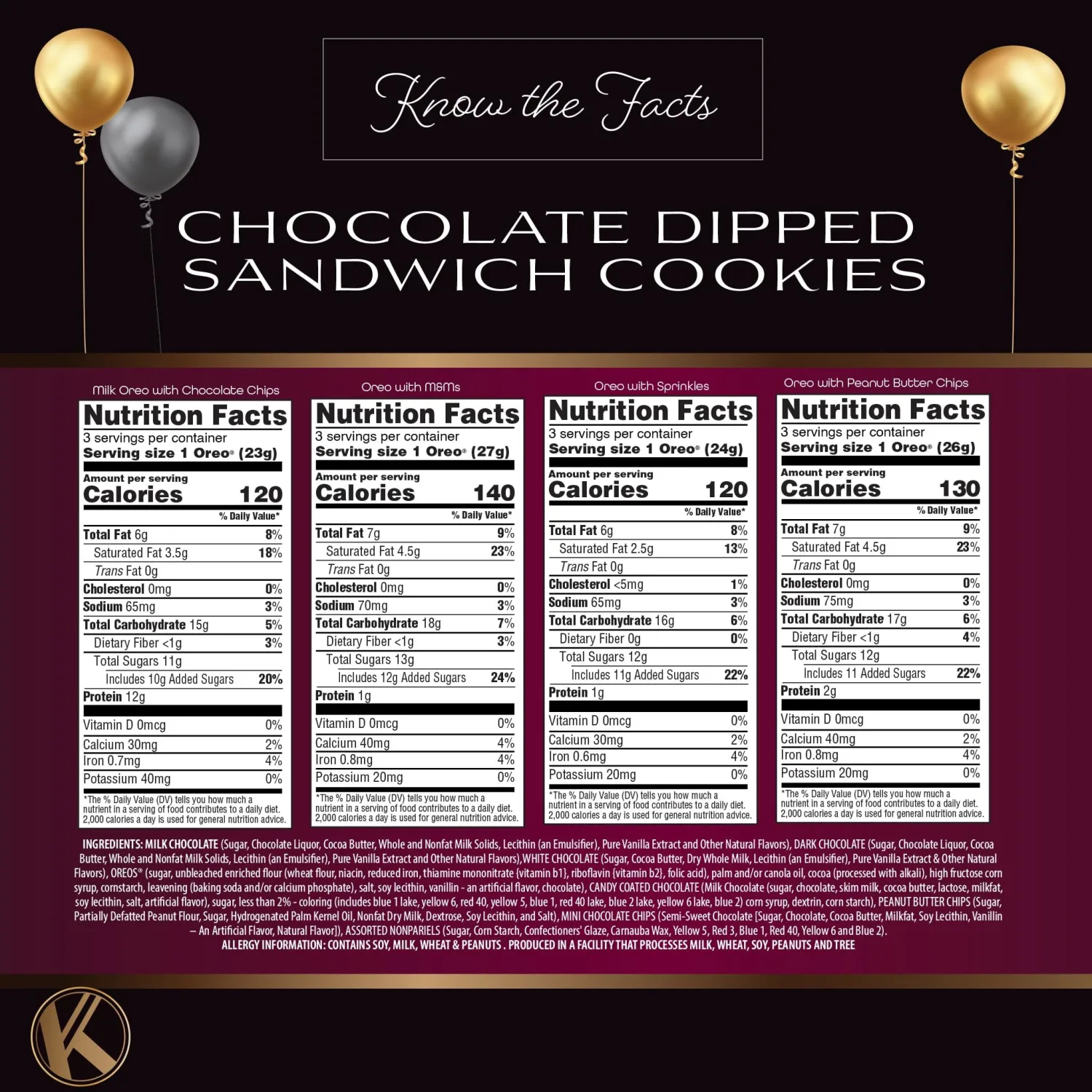KREMERY Creamy Chocolate Cravings - Birthday Treats, Chocolate Covered Sandwich Cookies & Cream Gift Basket, in Gift Box + Greeting Card (12 Cookies, Assorted Sweet Toppings) Kosher Dairy, USA Made
