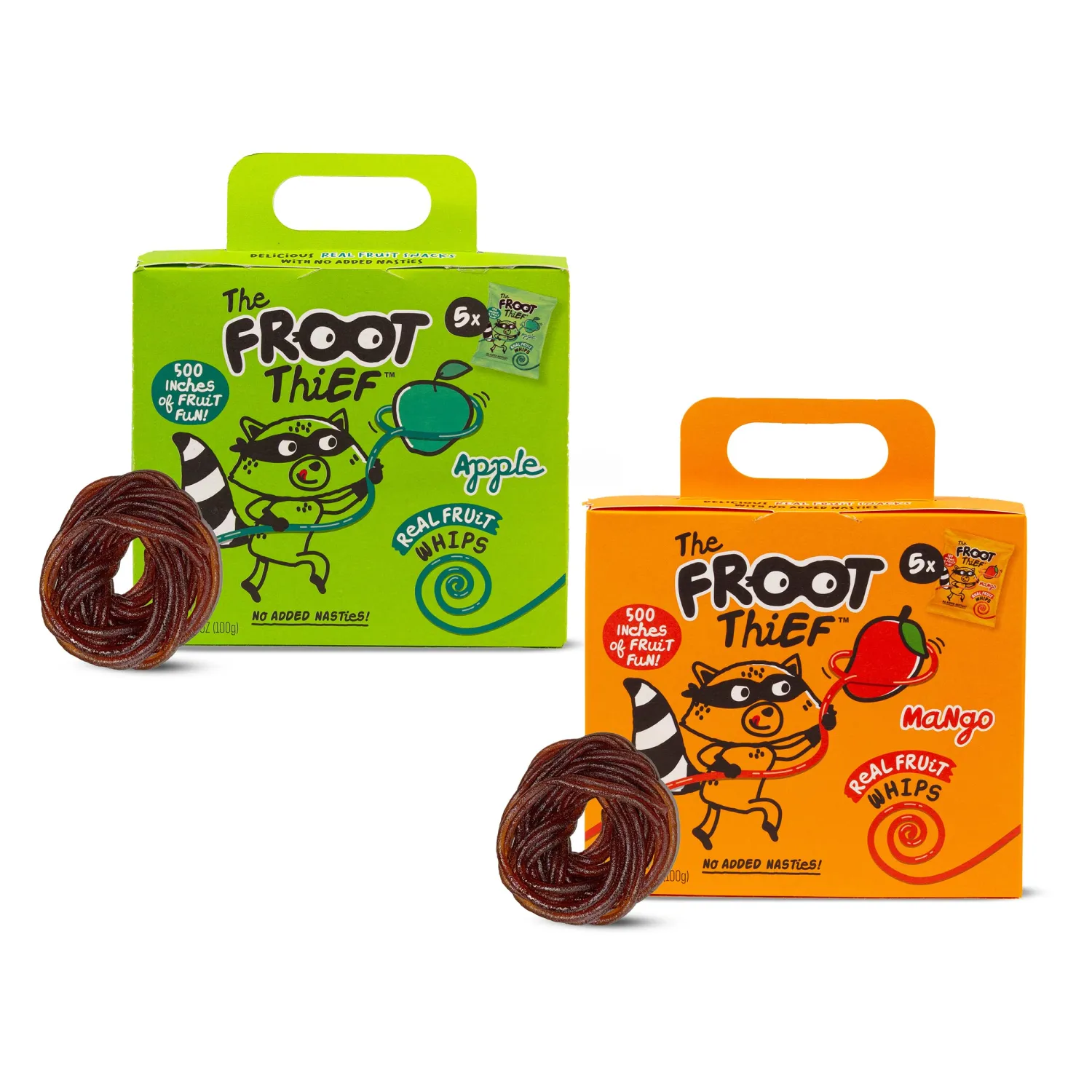 The FROOT Thief Variety 10 Pack Apple and Mango Flavor, Real Fruit Snacks Whips, Nut Free, Perfect for School Lunches and Snacks, Individual Bags Kids Snacks