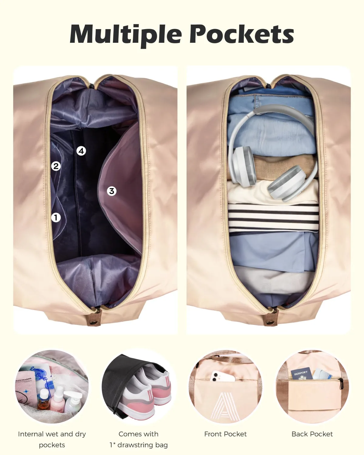 Young Girls Gifts, Initial Travel Duffel Bag, Gym Bag, Personalized Weekender Bag, Monogram Overnight Bag, Niece Gifts Grad Gifts for Her (Letter F)
