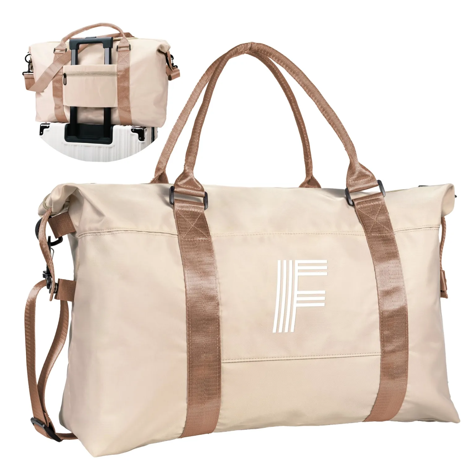 Young Girls Gifts, Initial Travel Duffel Bag, Gym Bag, Personalized Weekender Bag, Monogram Overnight Bag, Niece Gifts Grad Gifts for Her (Letter F)