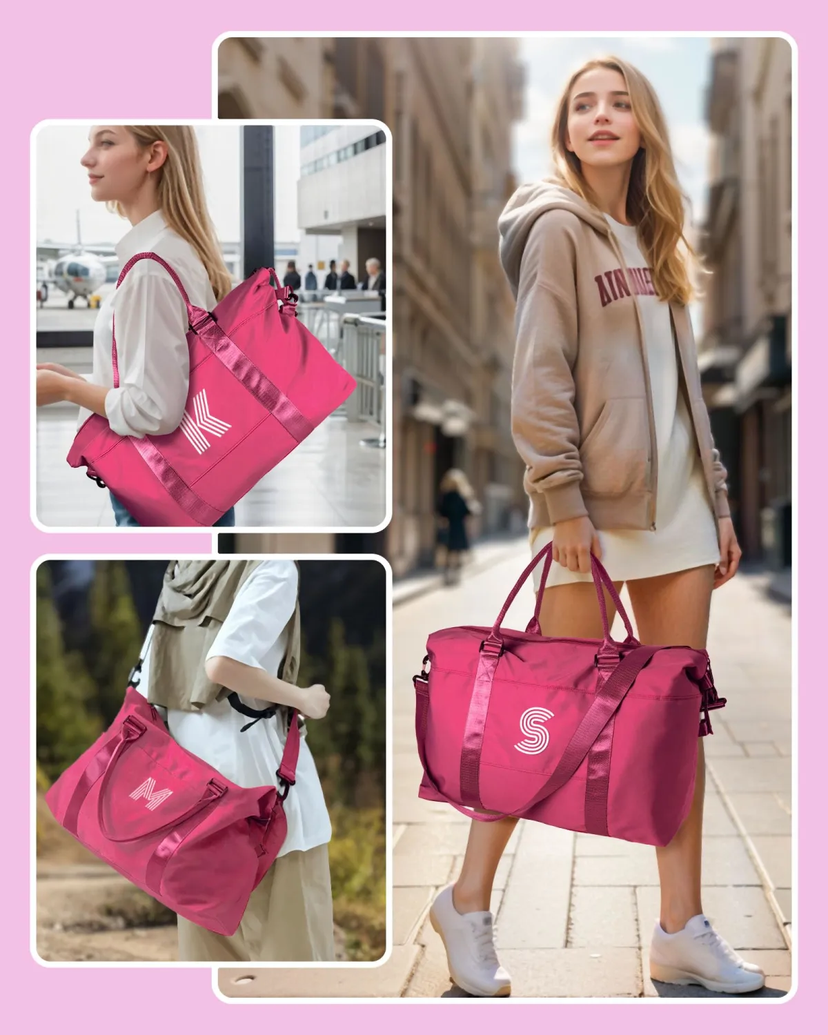 Gift for Teenage Girl, Birthday Gift, Initial Travel Bag, Sports Bag, Personalized Weekender Bag, Monogram Girls Overnight Bag Gift for Her (Letter Y)
