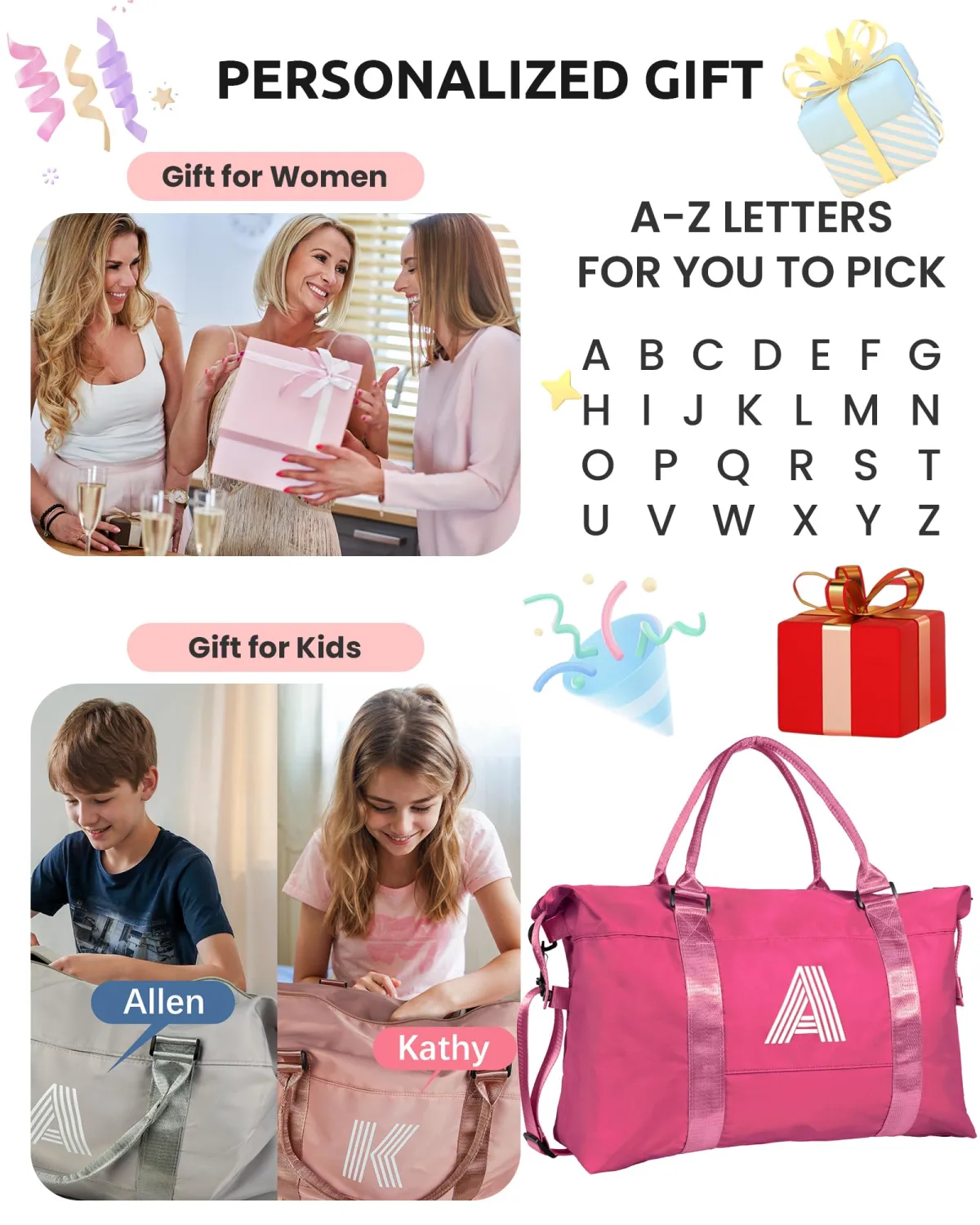 Gift for Teenage Girl, Birthday Gift, Initial Travel Bag, Sports Bag, Personalized Weekender Bag, Monogram Girls Overnight Bag Gift for Her (Letter Y)