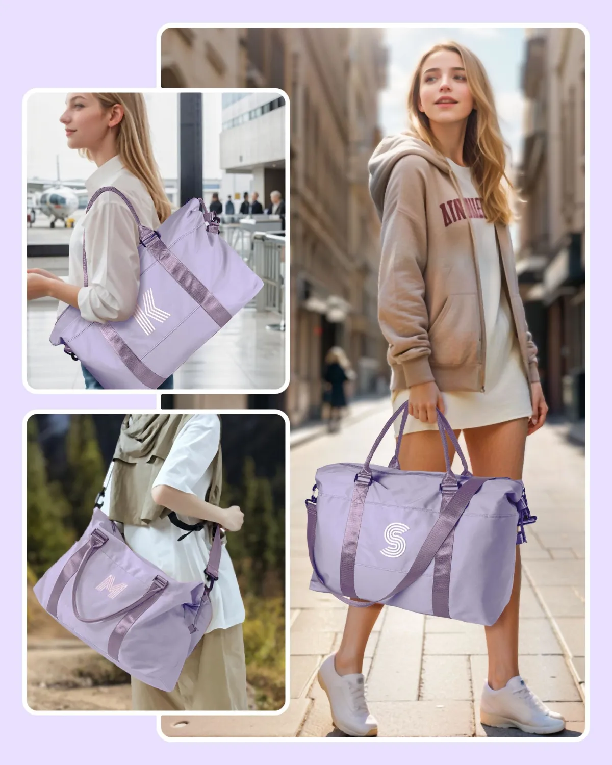 Gifts for Pre Teen Girls, Birthday Gift, Initial Travel Bag, Sports Bag, Personalized Weekender Bag, Monogram Overnight Bag Gift for Her (Letter B)