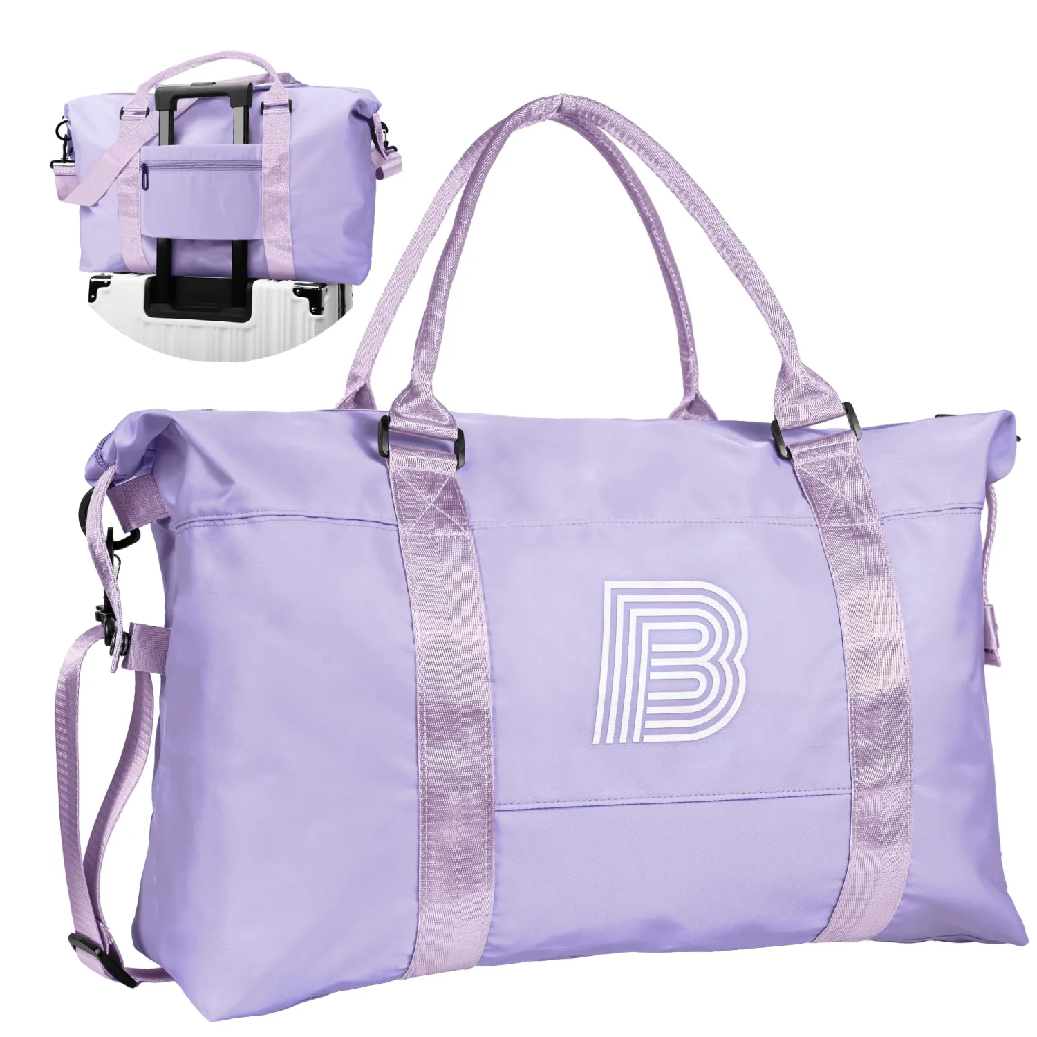 Gifts for Pre Teen Girls, Birthday Gift, Initial Travel Bag, Sports Bag, Personalized Weekender Bag, Monogram Overnight Bag Gift for Her (Letter B)
