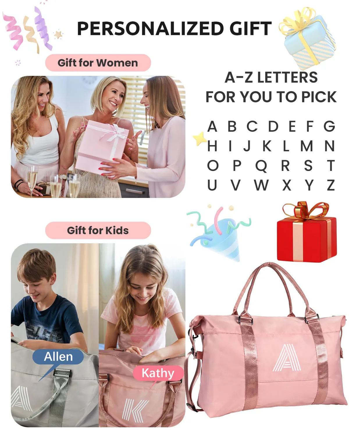 Travel Stuff For Kids Girl, Birthday Gifts for Kid Age 10 11 12 13 14,Travel Duffel Bag, Teen Girl Gifts Trendy Stuff Weekender Bag, Kids Overnight Bag, Teen Gifts, Daughter Gifts (Letter C)