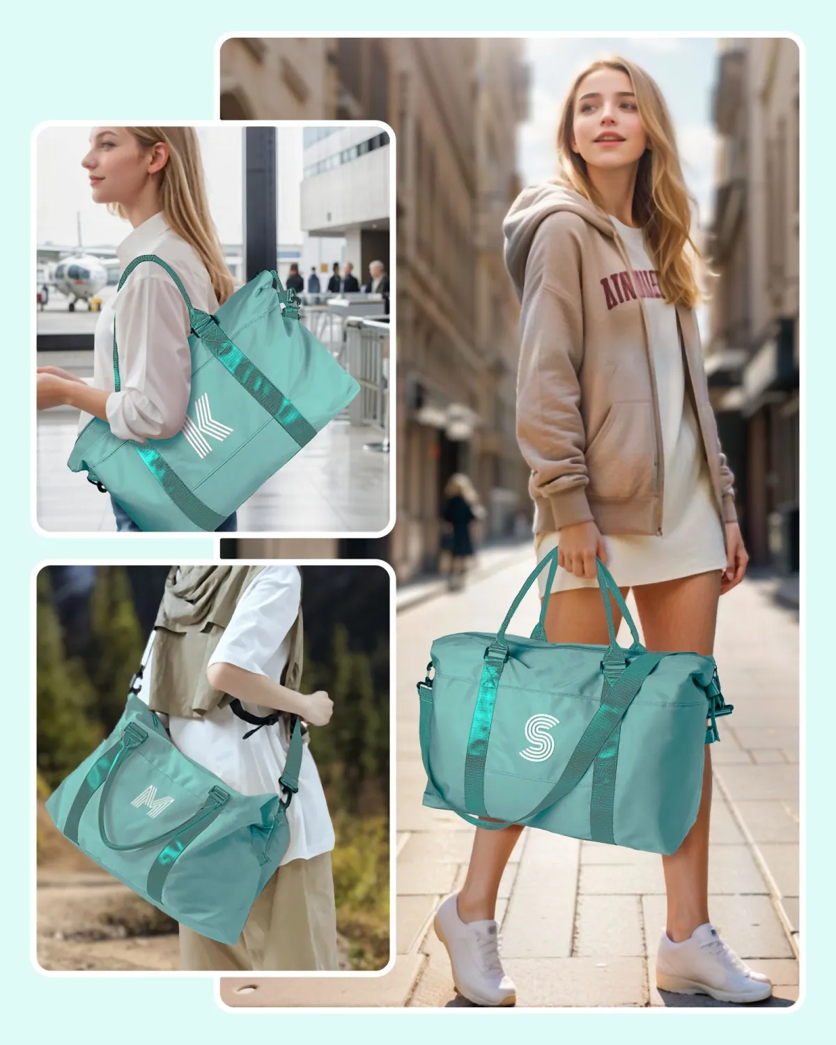 Gifts for Tweens Girl 16-18, Birthday Gift, Initial Travel Bag, Sports Bag, Personalized Weekender Bag, Monogram Overnight Bag Gift for Her (Letter W)
