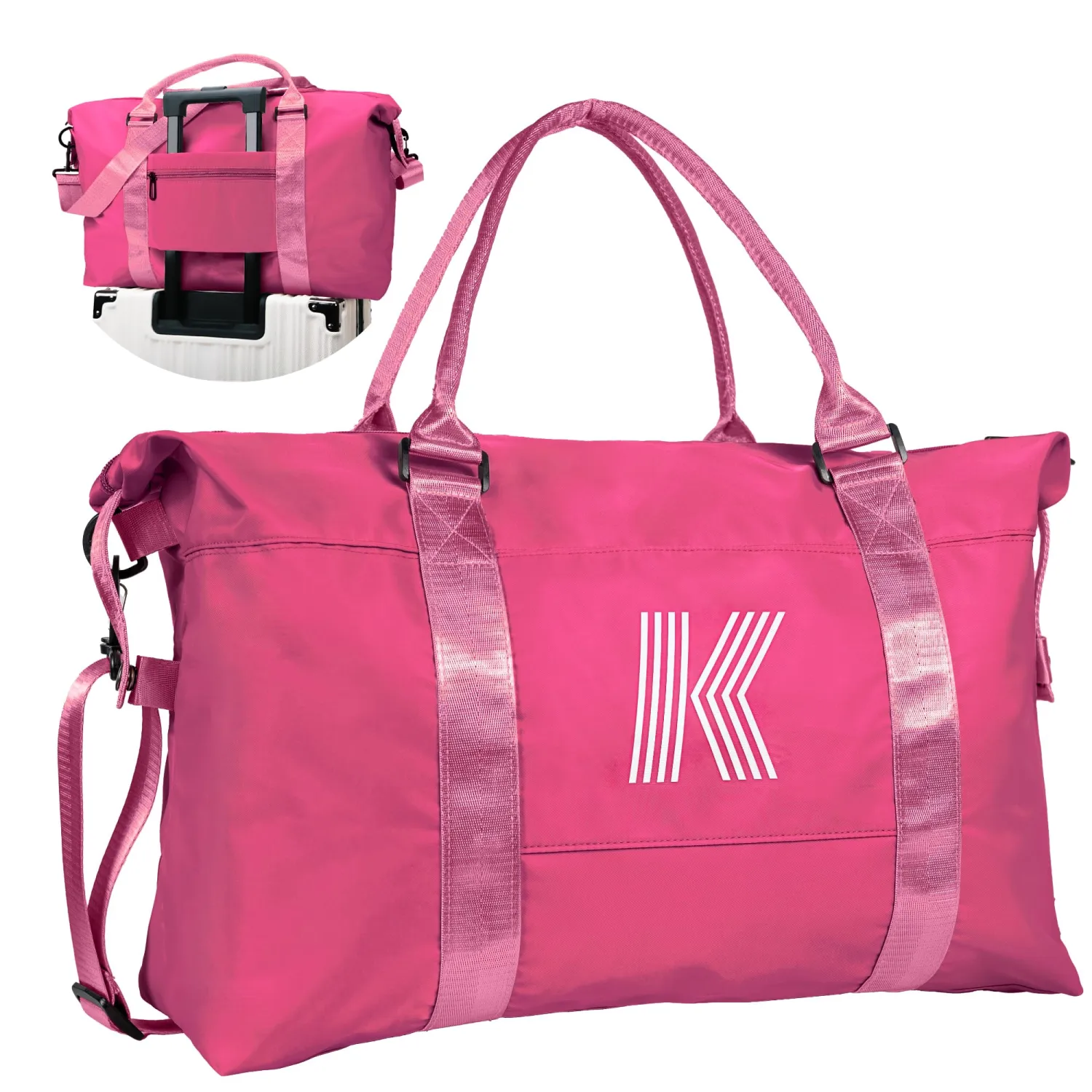 Teenage Girl Gifts, Birthday Gift, Initial Travel Bag, Travel Essential for Girls, Sports Bag, Girls Weekender Bag, Monogram Overnight Bag Gift for Her (Letter K)