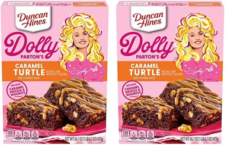 Duncan Hines Dolly Parton's Caramel Turtle Flavored Brownie Mix, 16.7 oz. (Pack of 2)