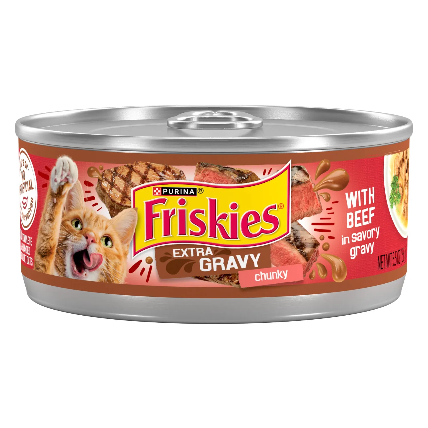 Purina Friskies Extra Gravy Wet Cat Food Chunky With Beef in Savory Gravy - (Pack of 24) 5.5 oz. Cans